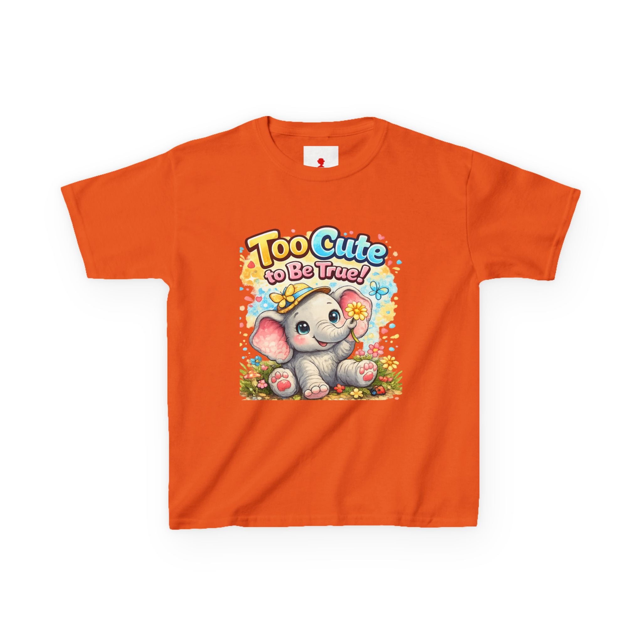 Kids Tee — "Too Cute to Be True" Elephant Graphic