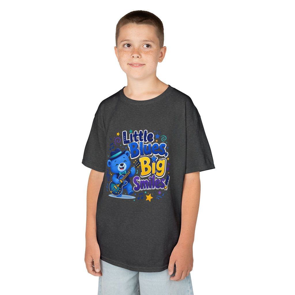 Kids Tee — "Little Blues, Big Smiles!" Guitar-Bear Graphic