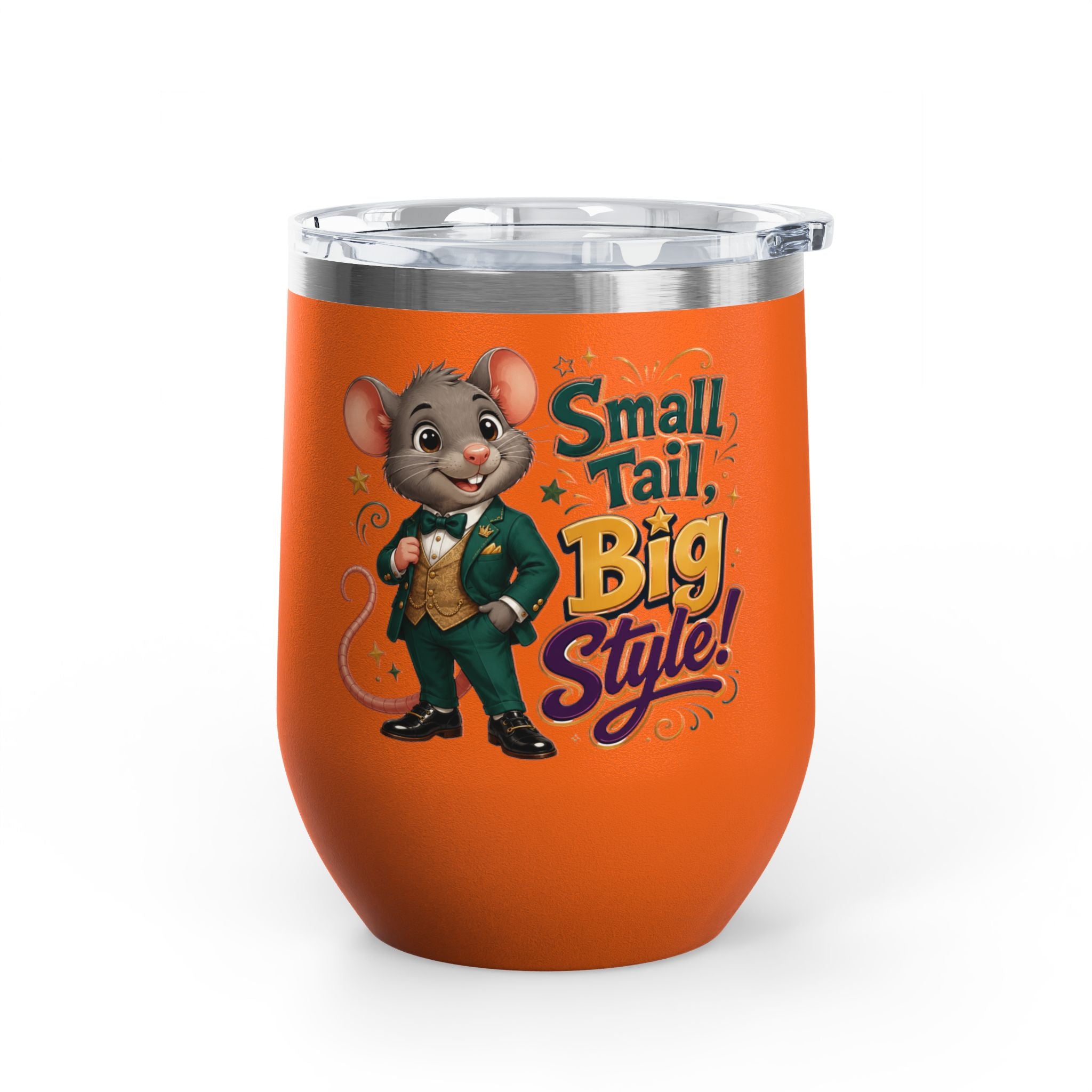 "Small Tail, Big Style!" Cute Mouse 12oz Insulated Cup