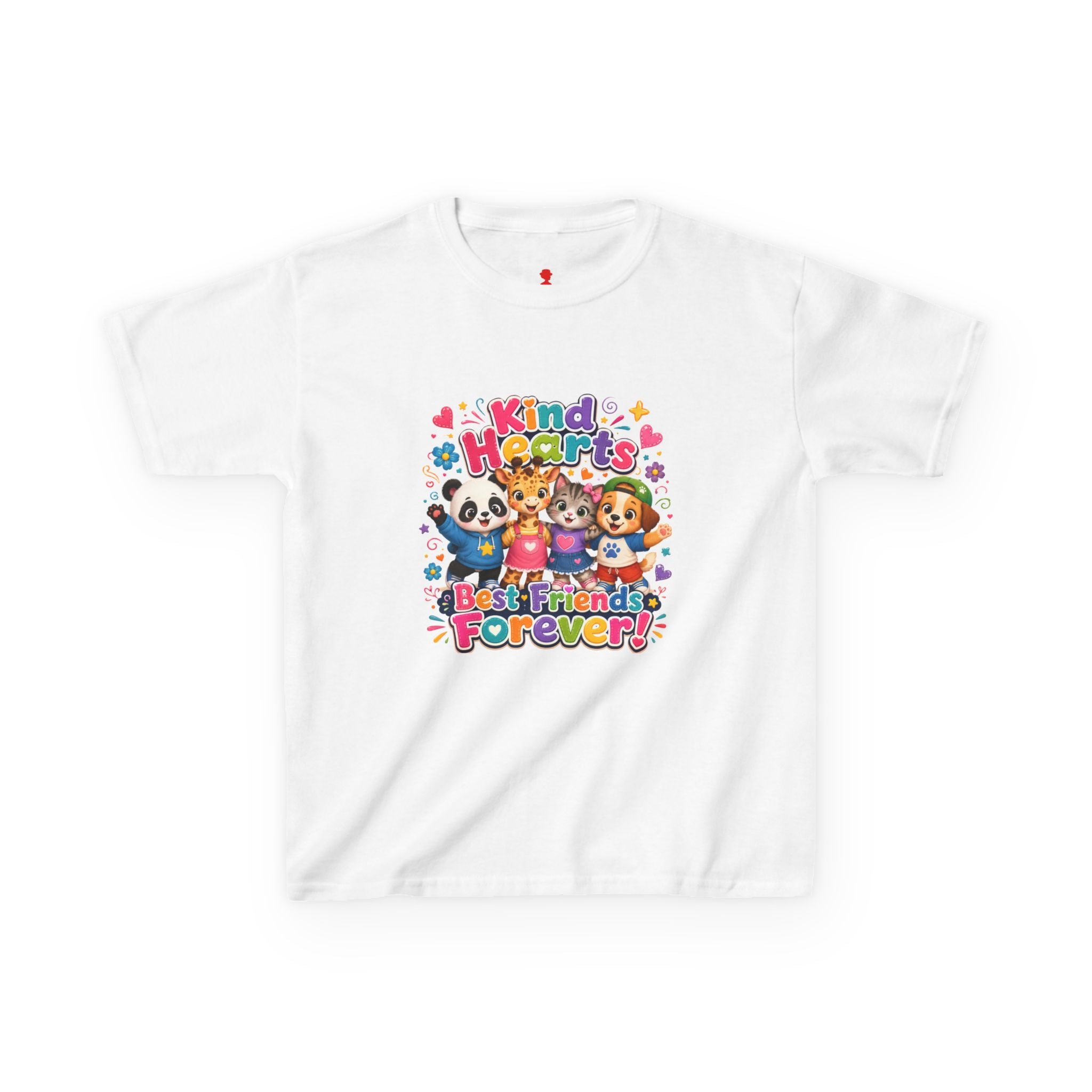 Kids Tee — "Kind Hearts Best Friends Forever" Colorful Cartoon Animals