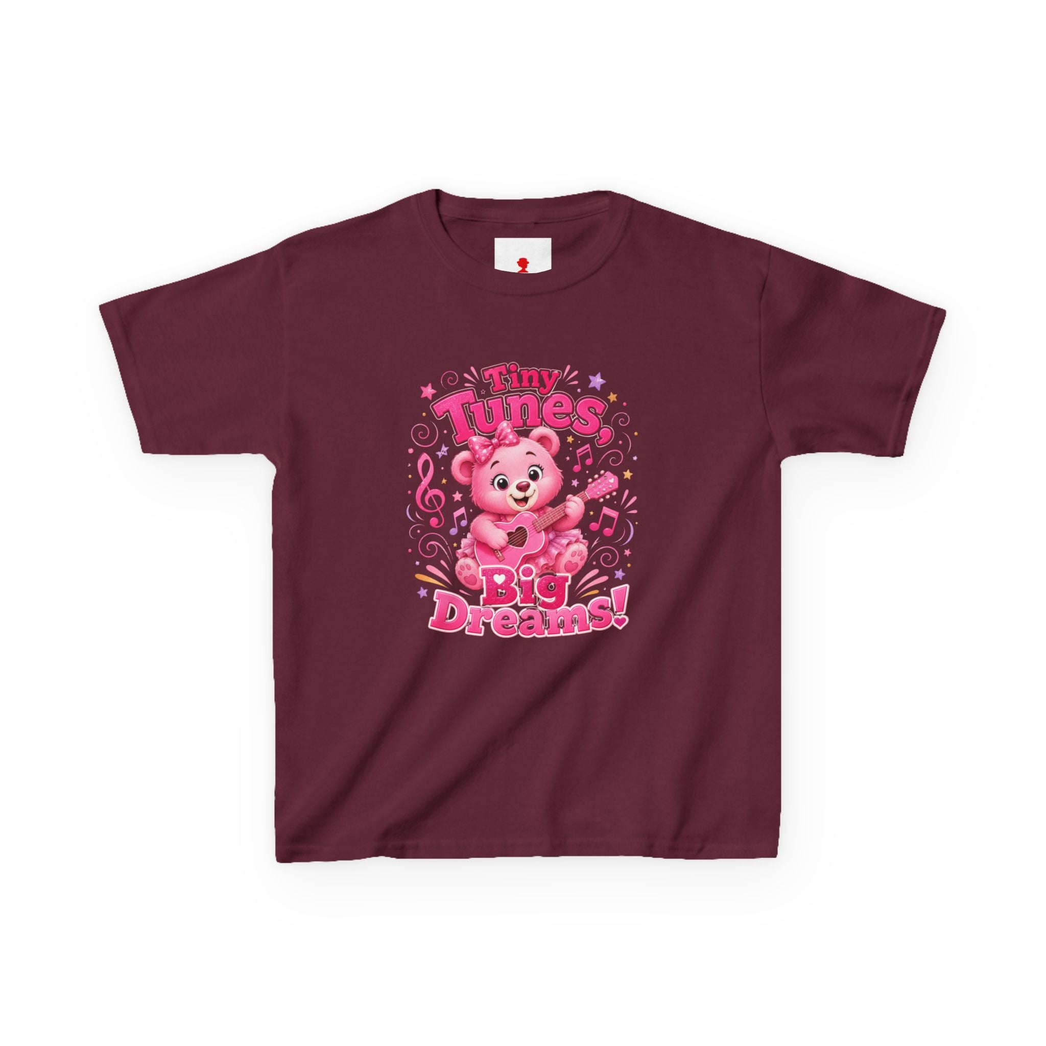 Kids T-Shirt — "Tiny Tunes, Big Dreams" Cute Pink Bear Music Tee