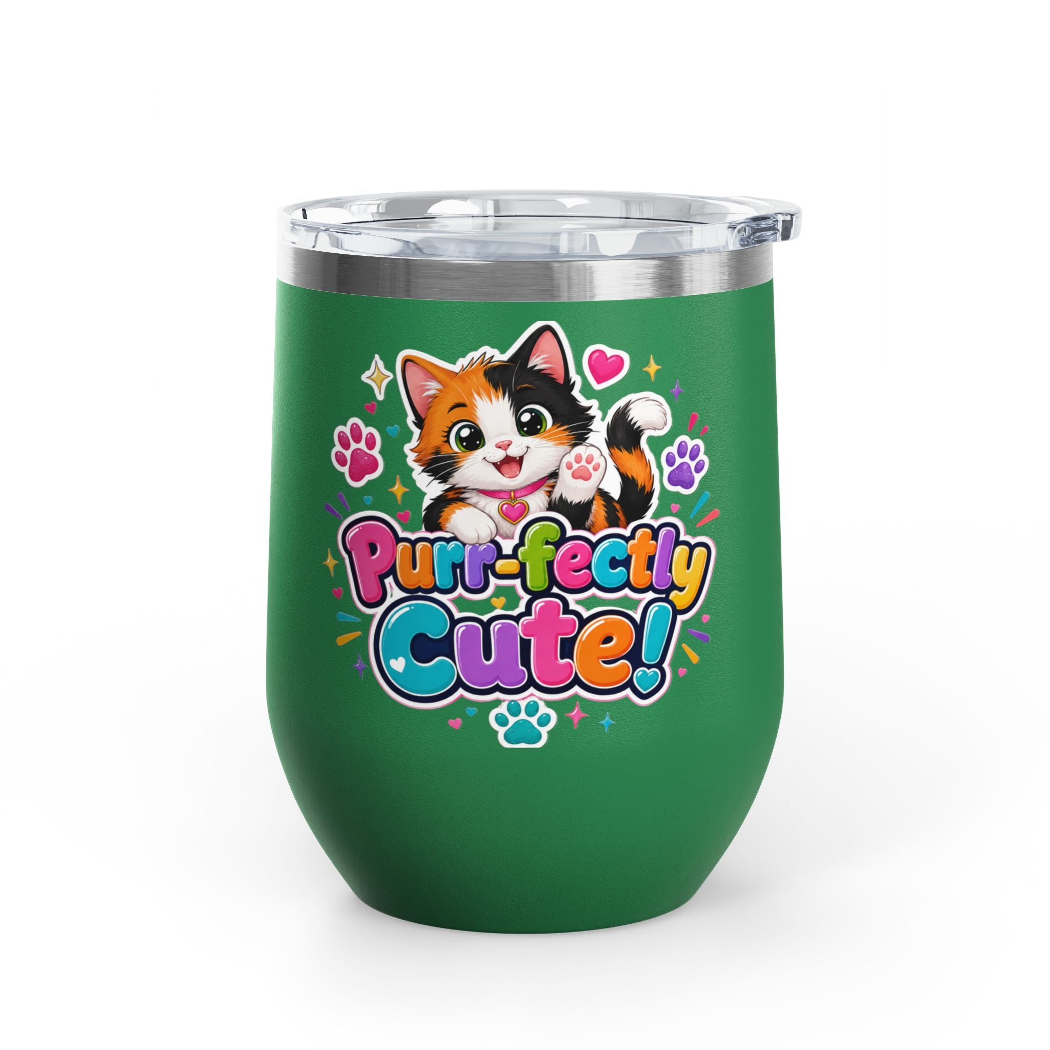 "Purr-fectly Cute!" Cat 12oz Insulated Stainless Steel Tumbler