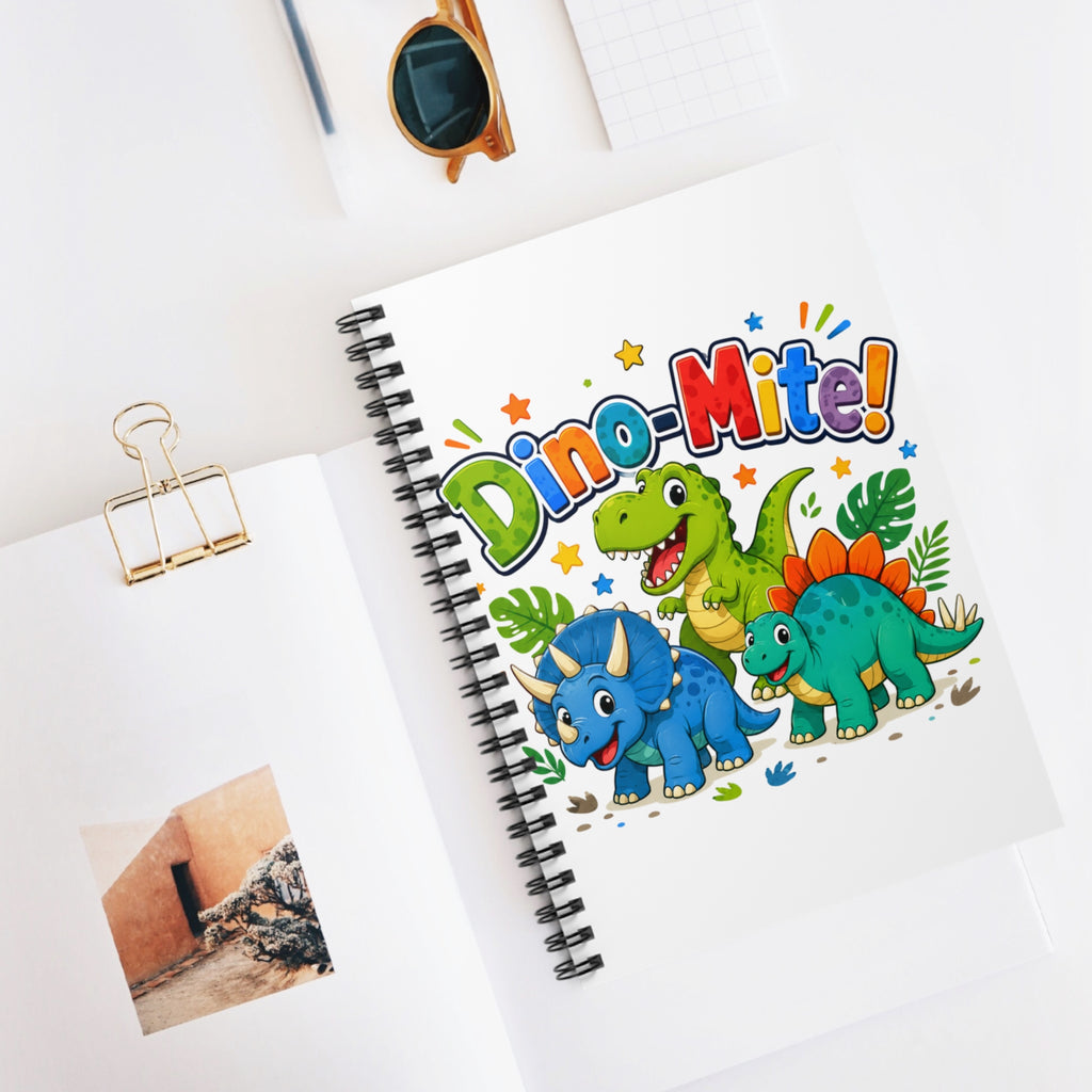 Dino-Mite! Kids Spiral Notebook — Cute Dinosaur School Journal (Ruled)
