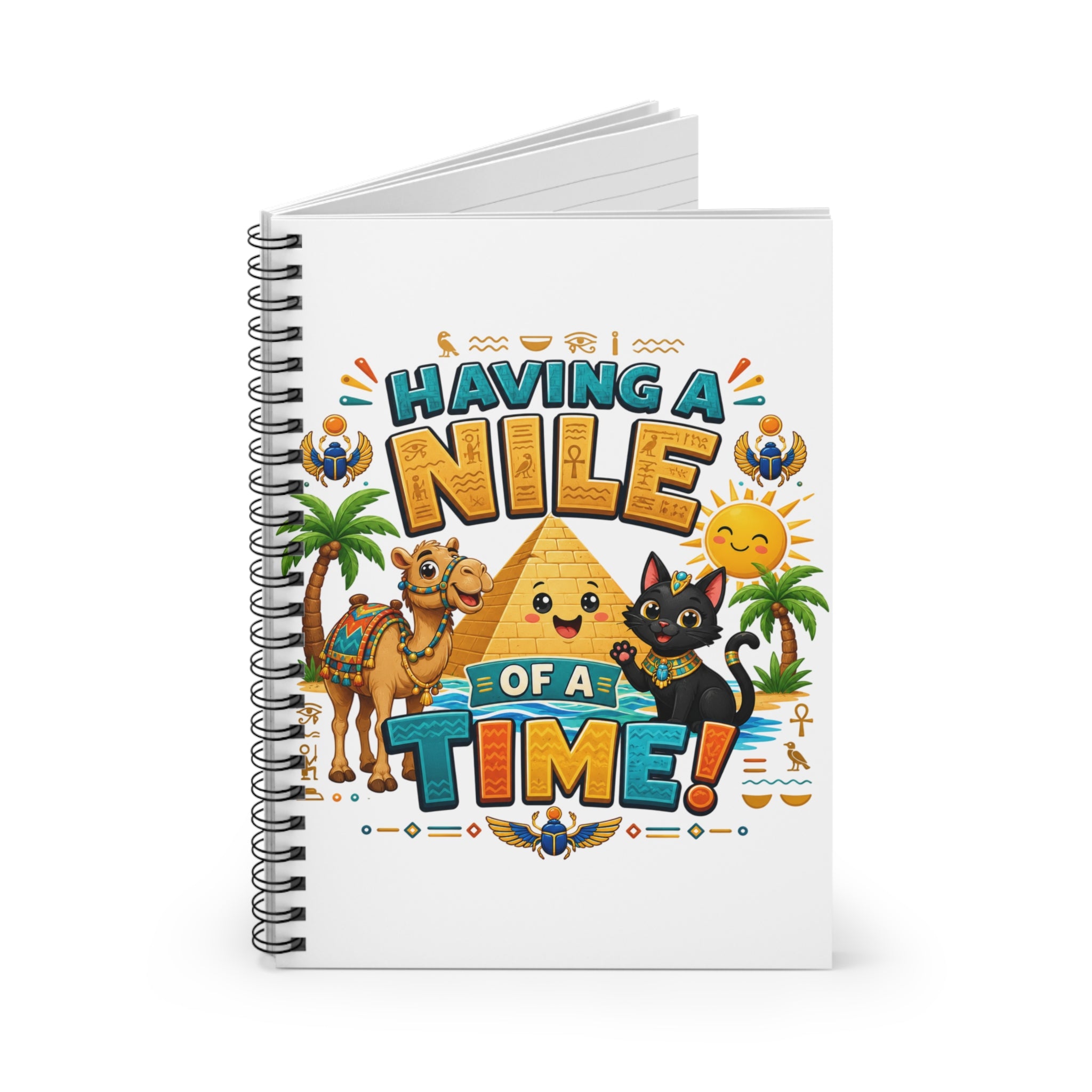 Having a Nile of a Time Spiral Notebook | Egyptian Pyramid Cat Camel Design