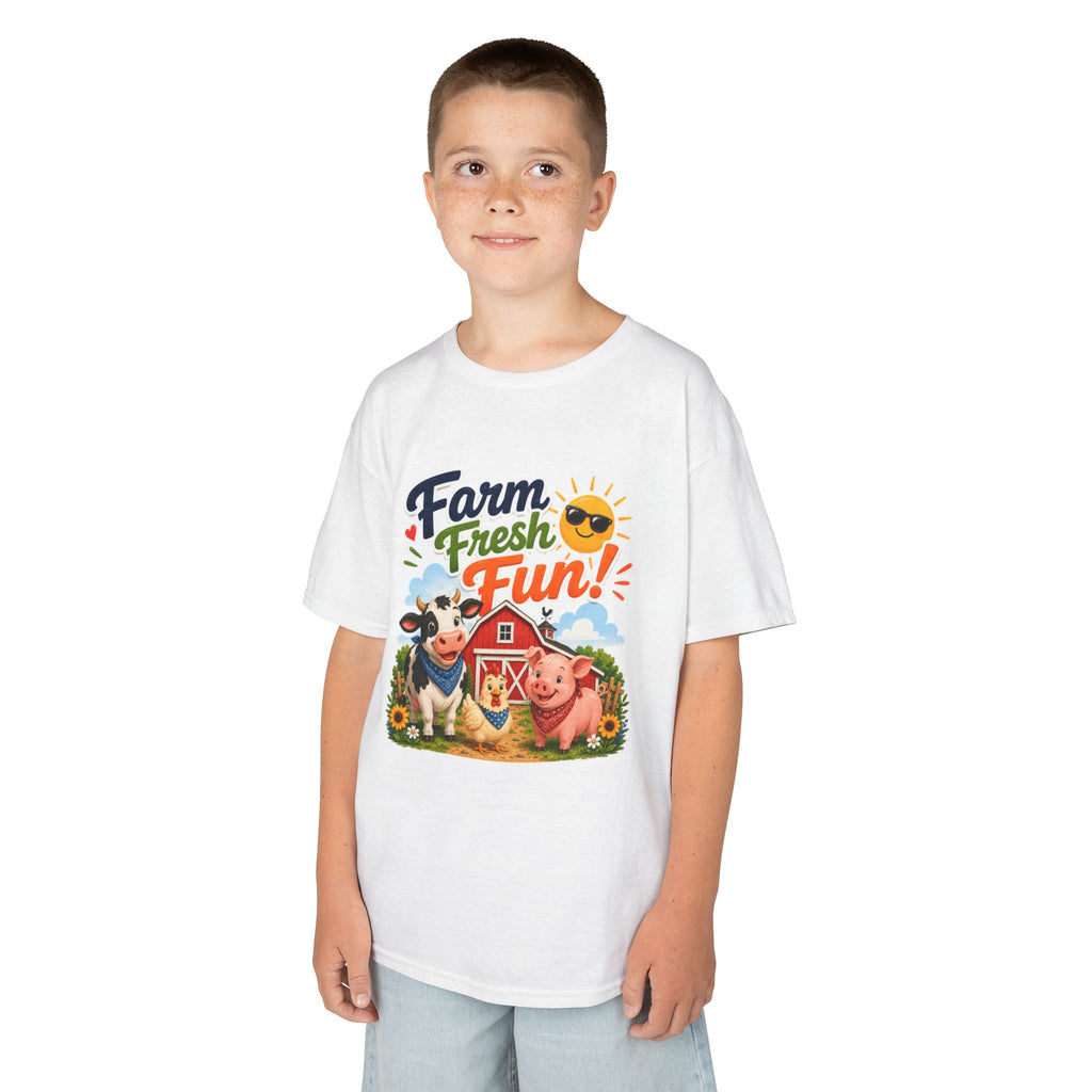 Kids Farm T-Shirt — "Farm Fresh Fun!" Cute Cow & Pig Toddler Tee
