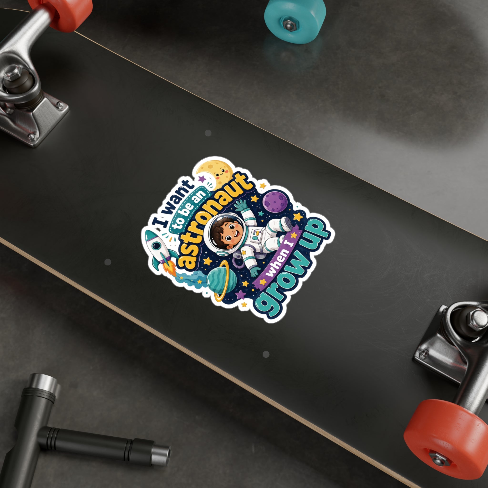 Astronaut Kids Sticker — "I Want to Be an Astronaut When I Grow Up" Kiss-Cut Vinyl Decal