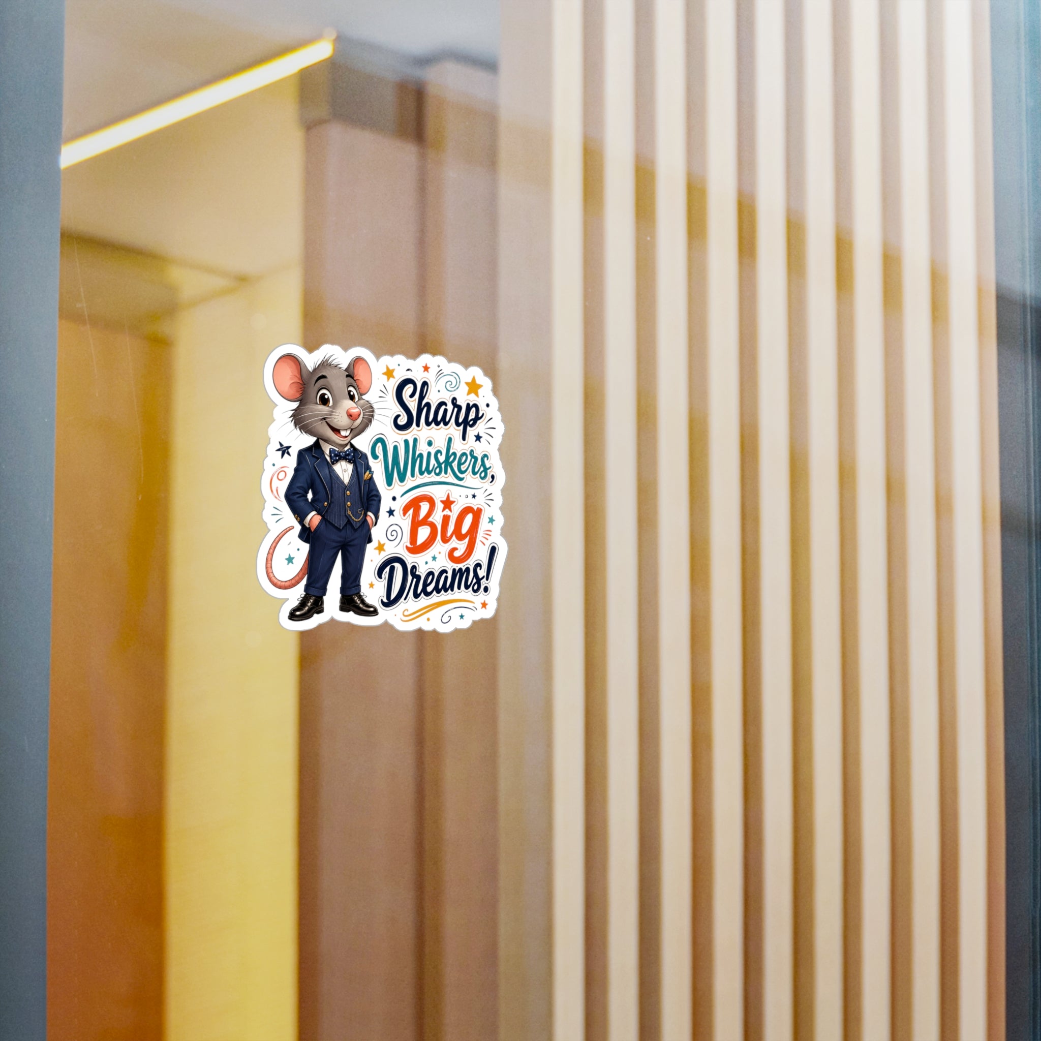 Sharp Whiskers, Big Dreams Sticker — Cute Motivational Mouse Vinyl Decal