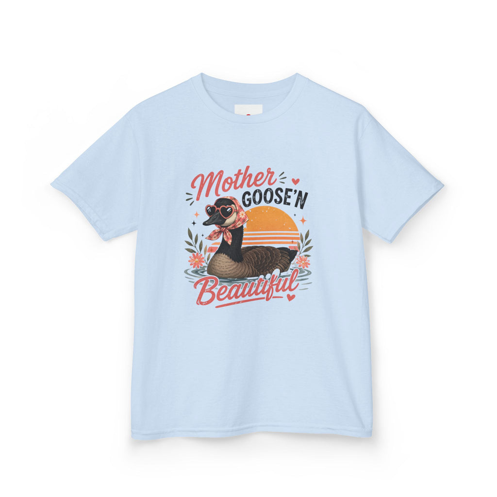 Kids Tee — "Mother Goose'n Beautiful" Cute Vintage Goose Graphic