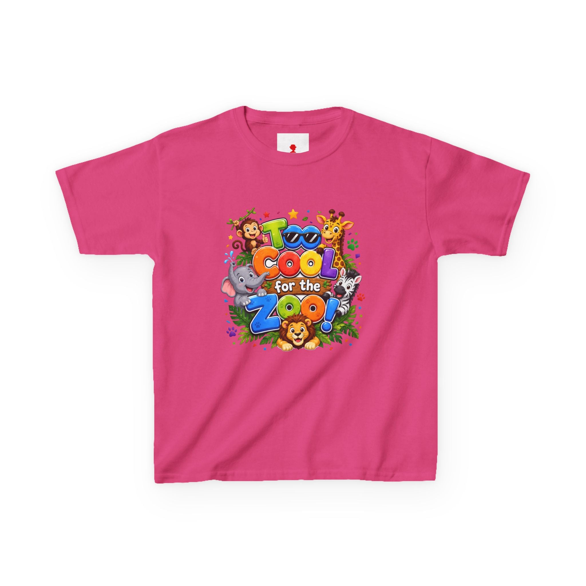 Kids Tee — "Too Cool for the Zoo" Colorful Animal Graphic