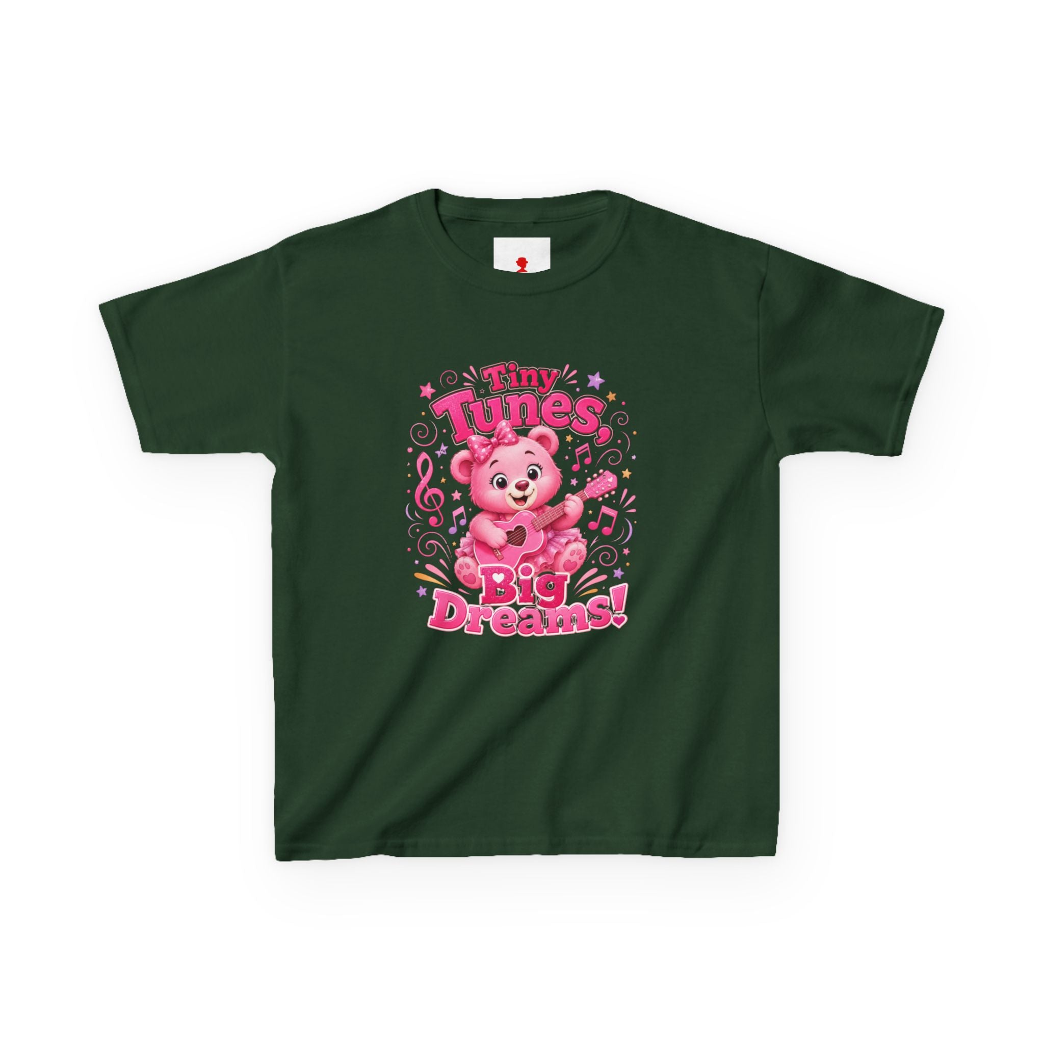 Kids T-Shirt — "Tiny Tunes, Big Dreams" Cute Pink Bear Music Tee