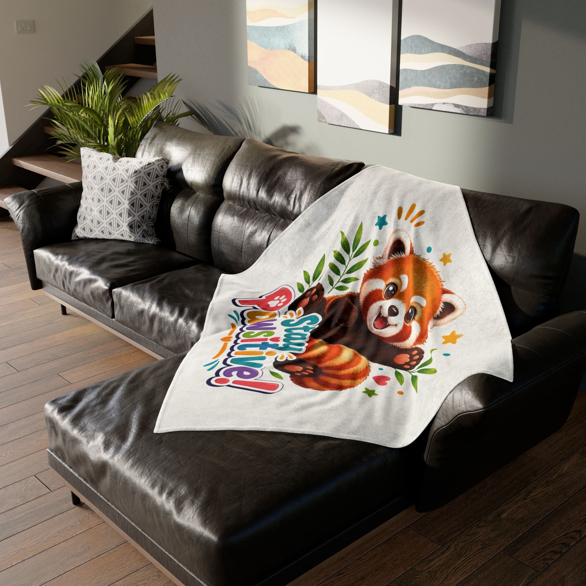 Stay Pawsitive Red Panda Blanket | Cute Animal Throw, Kids Cozy Plush