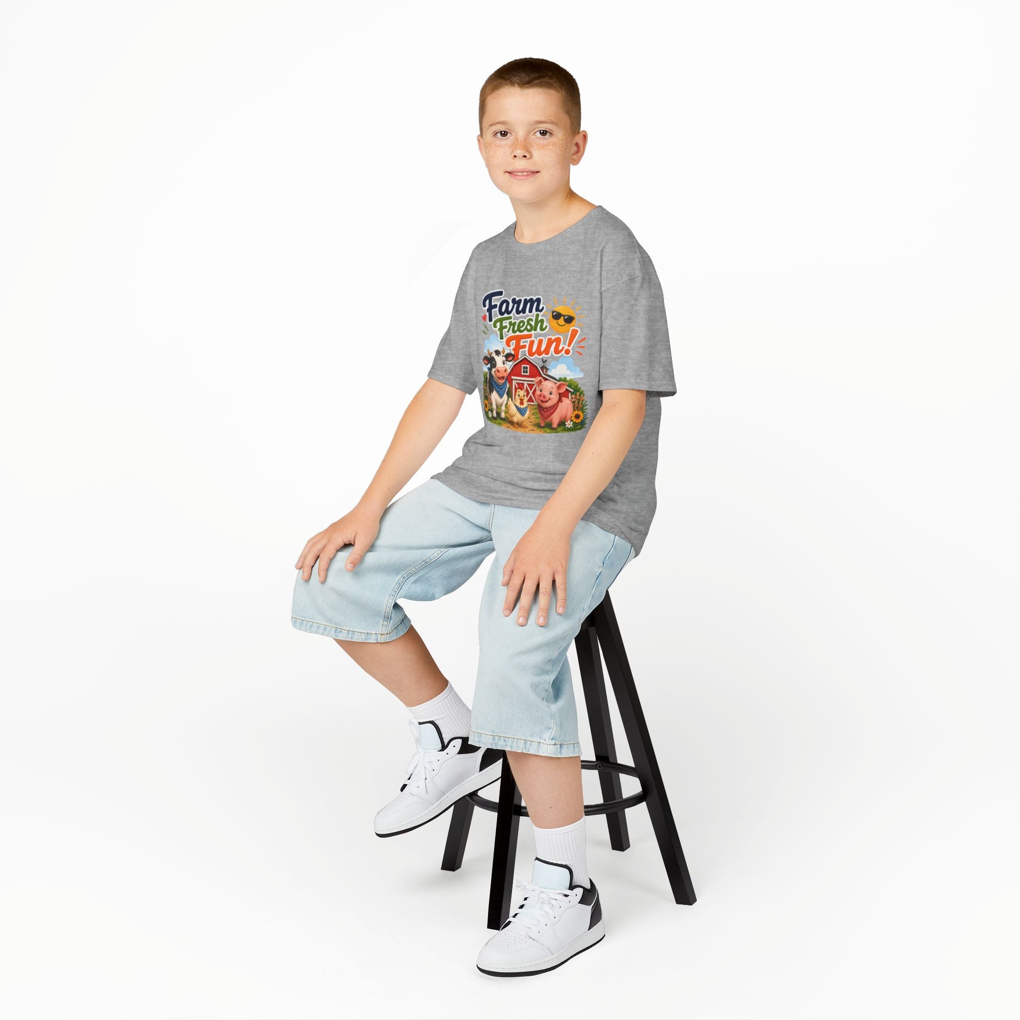 Kids Farm T-Shirt — "Farm Fresh Fun!" Cute Cow & Pig Toddler Tee