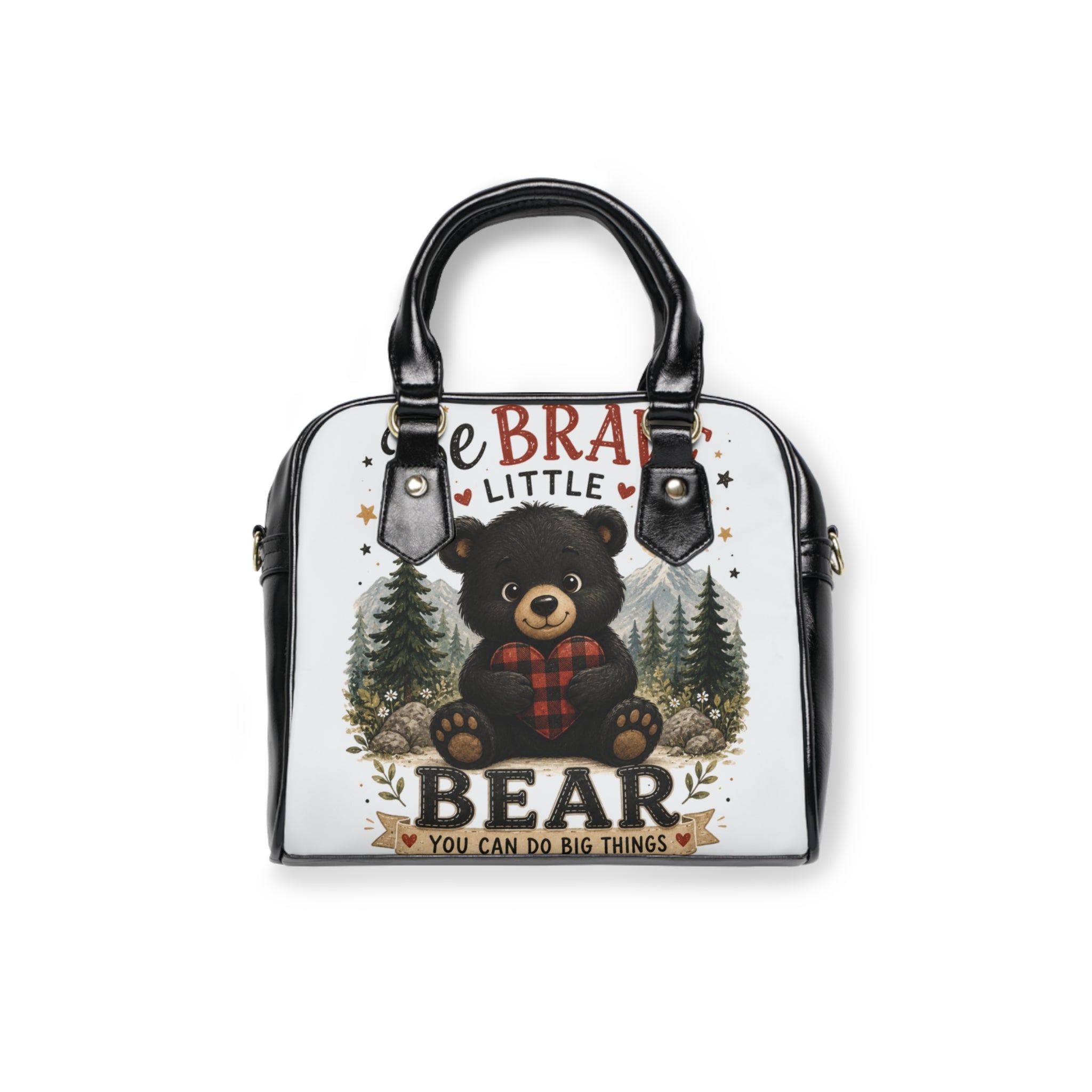 Shoulder Handbag — Brave Little Bear Cute Bear Tote Purse (You Can Do Big Things)