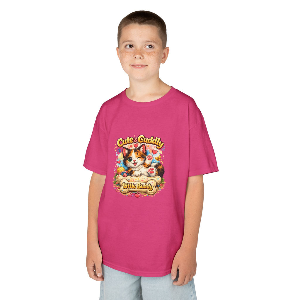 Kids T-Shirt — "Cute & Cuddly Little Buddy" Cat Graphic Tee