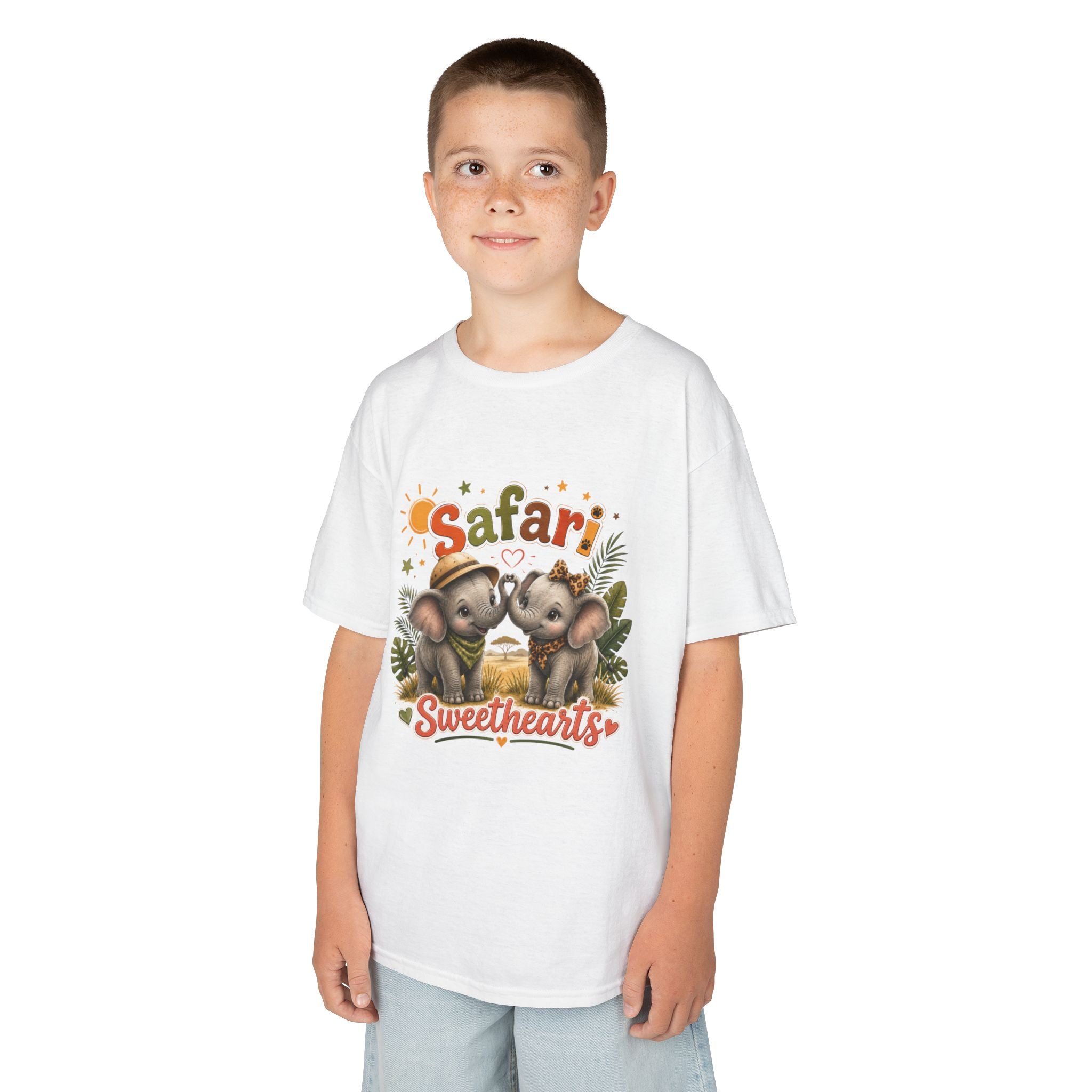 Kids Safari Sweethearts Tee — Cute Elephant Jungle Graphic T-Shirt