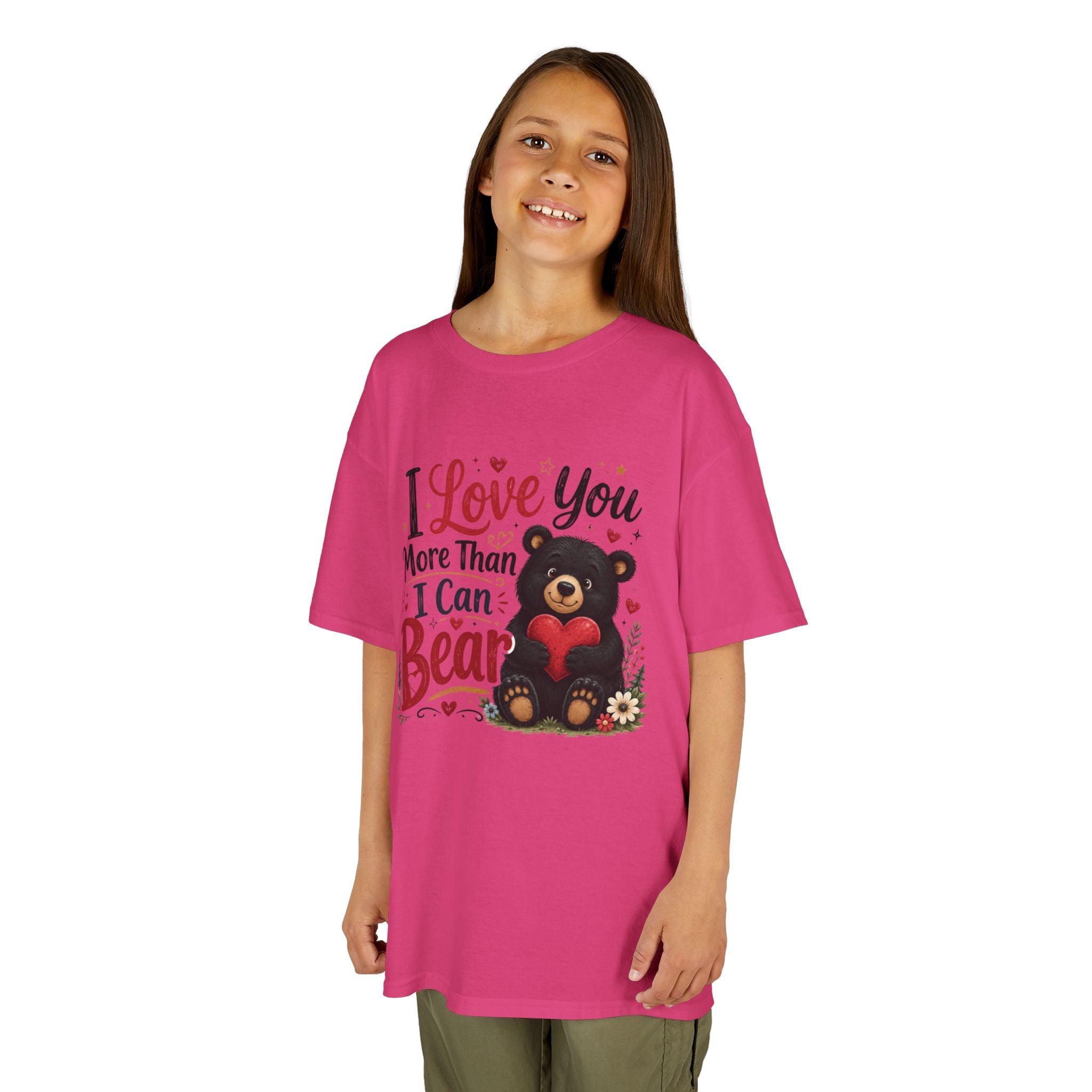 Kids T-Shirt - "I Love You More Than I Can Bear" Cute Bear Valentine Tee