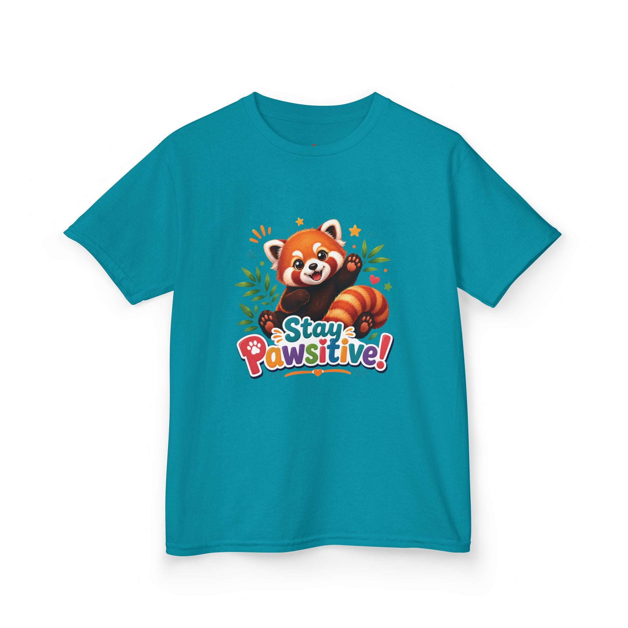 Stay Pawsitive Red Panda Kids Tee | Cute Animal Positive Message