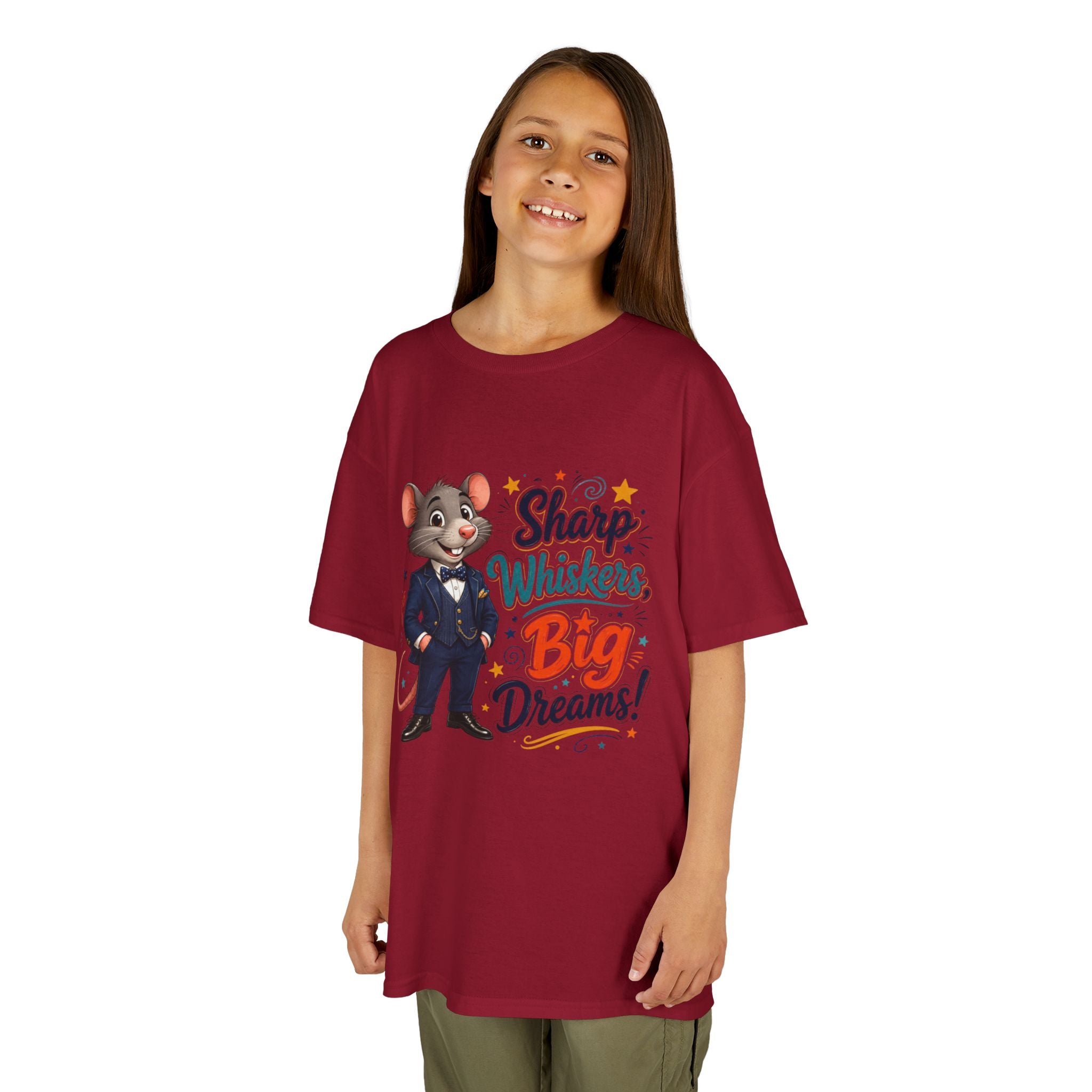 Kids Tee — "Sharp Whiskers, Big Dreams" Mouse Graphic