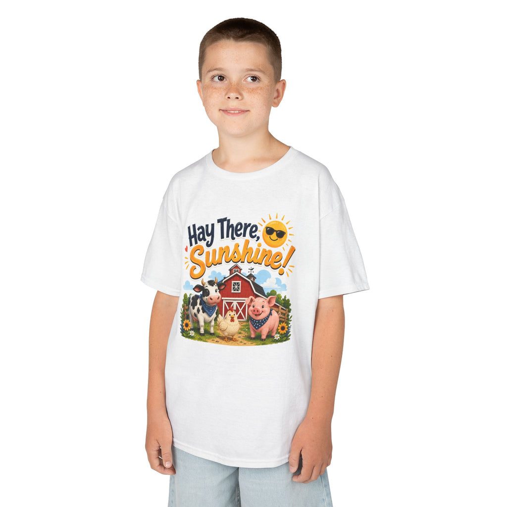 Kids Tee — "Hay There, Sunshine!" Farm Animal Graphic