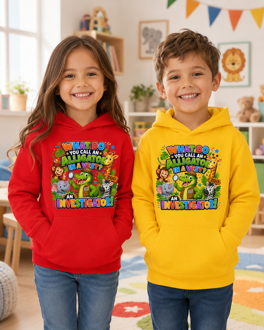 Alligator Investigator Kids Hoodie | Cute Zoo Animal Detective Design