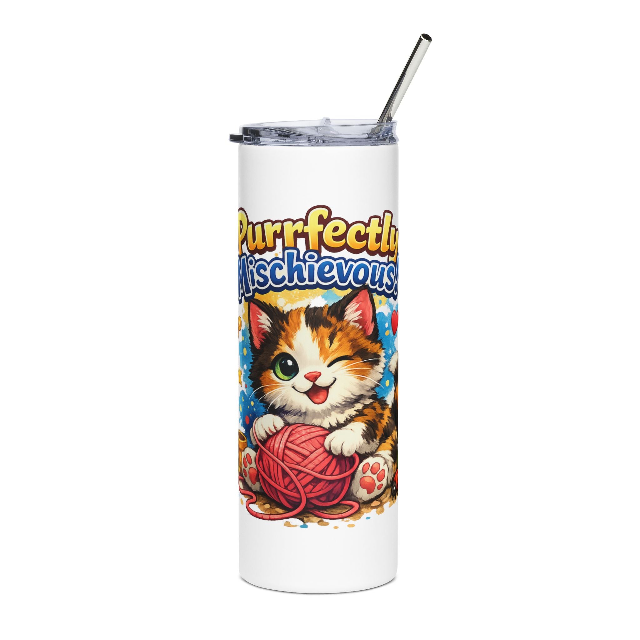 Purrfectly Mischievous Cat 20oz Stainless Steel Tumbler