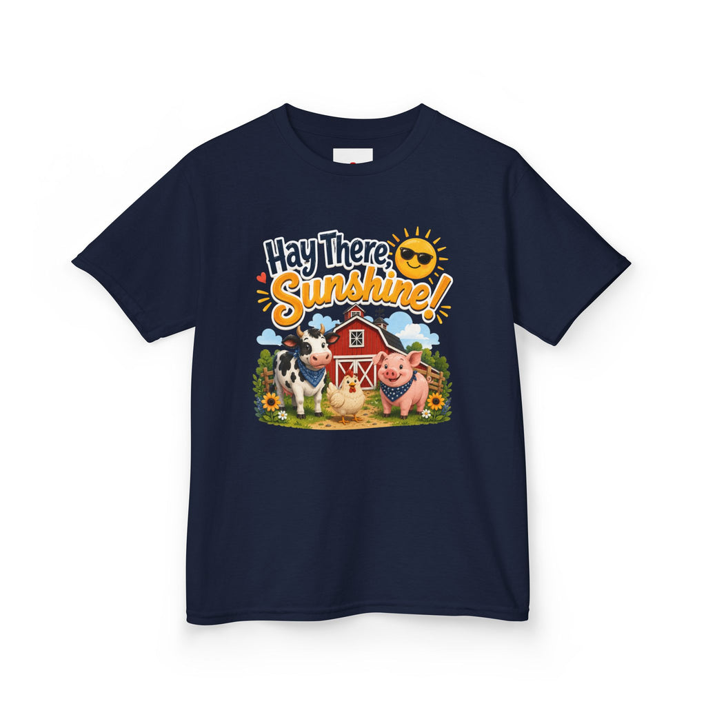 Kids Tee — "Hay There, Sunshine!" Farm Animal Graphic