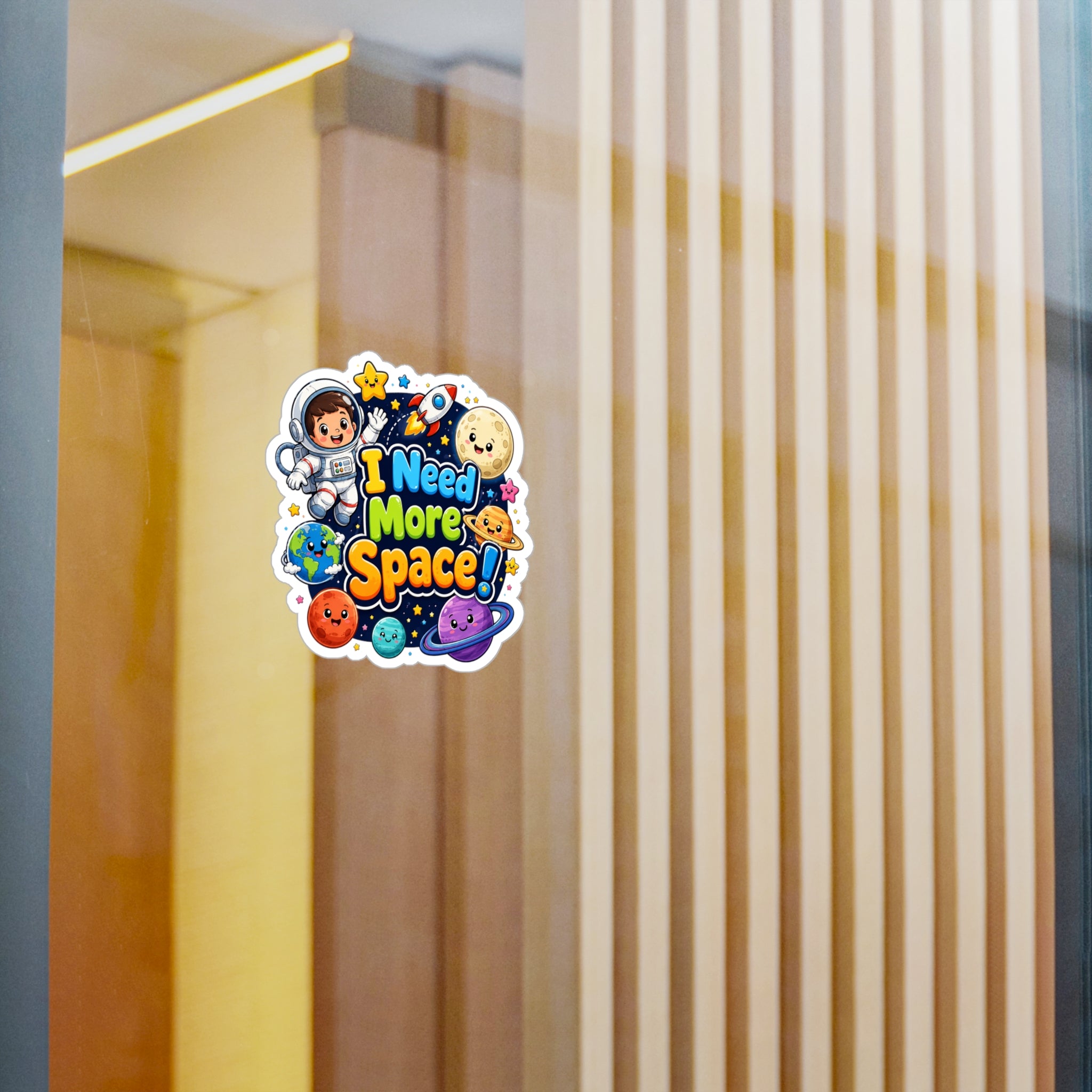 I Need More Space! Cute Space Astronaut Kiss-Cut Vinyl Sticker