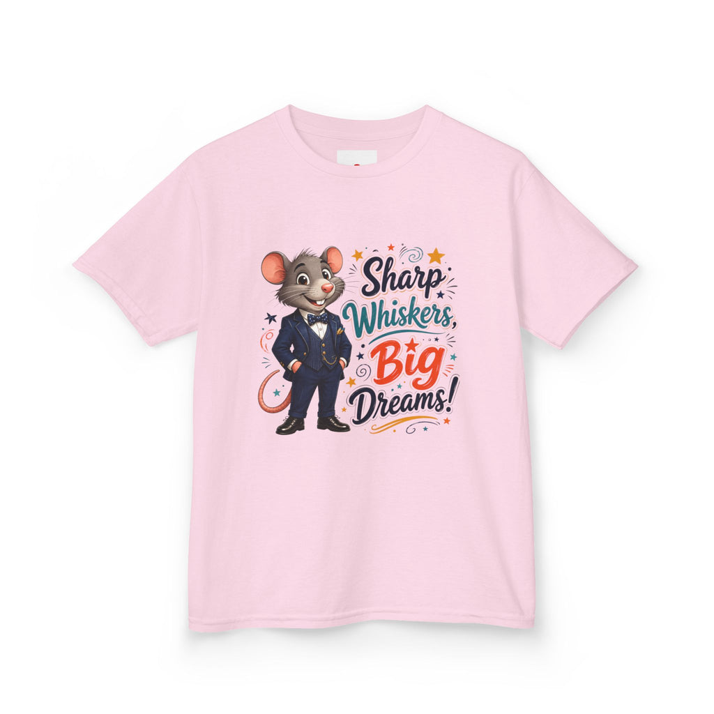 Kids Tee — "Sharp Whiskers, Big Dreams" Mouse Graphic