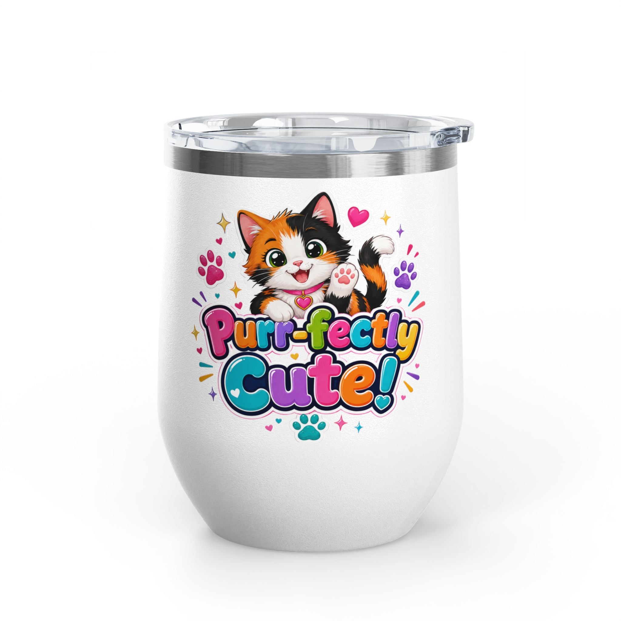 "Purr-fectly Cute!" Cat 12oz Insulated Stainless Steel Tumbler