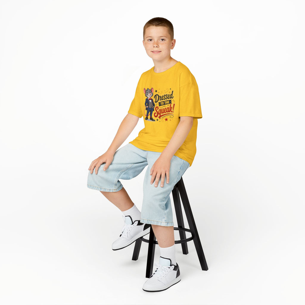 Kids Tee — "Dressed to the Squeak" Cartoon Mouse Graphic