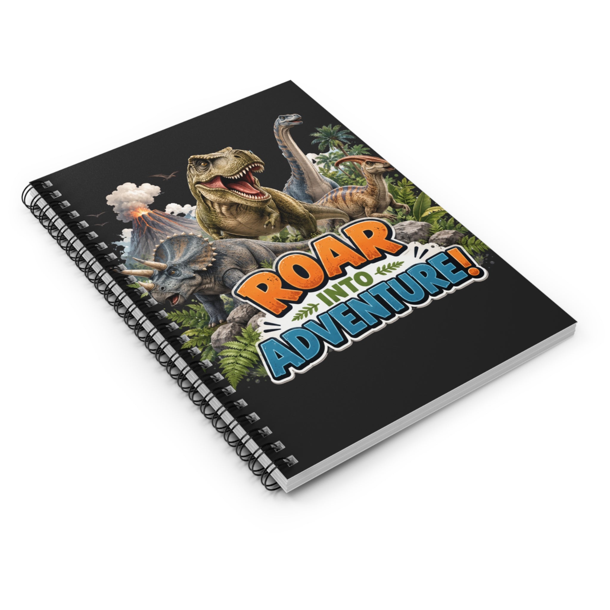 Dinosaur 'Roar Into Adventure!' Spiral Notebook — Ruled Journal for Kids