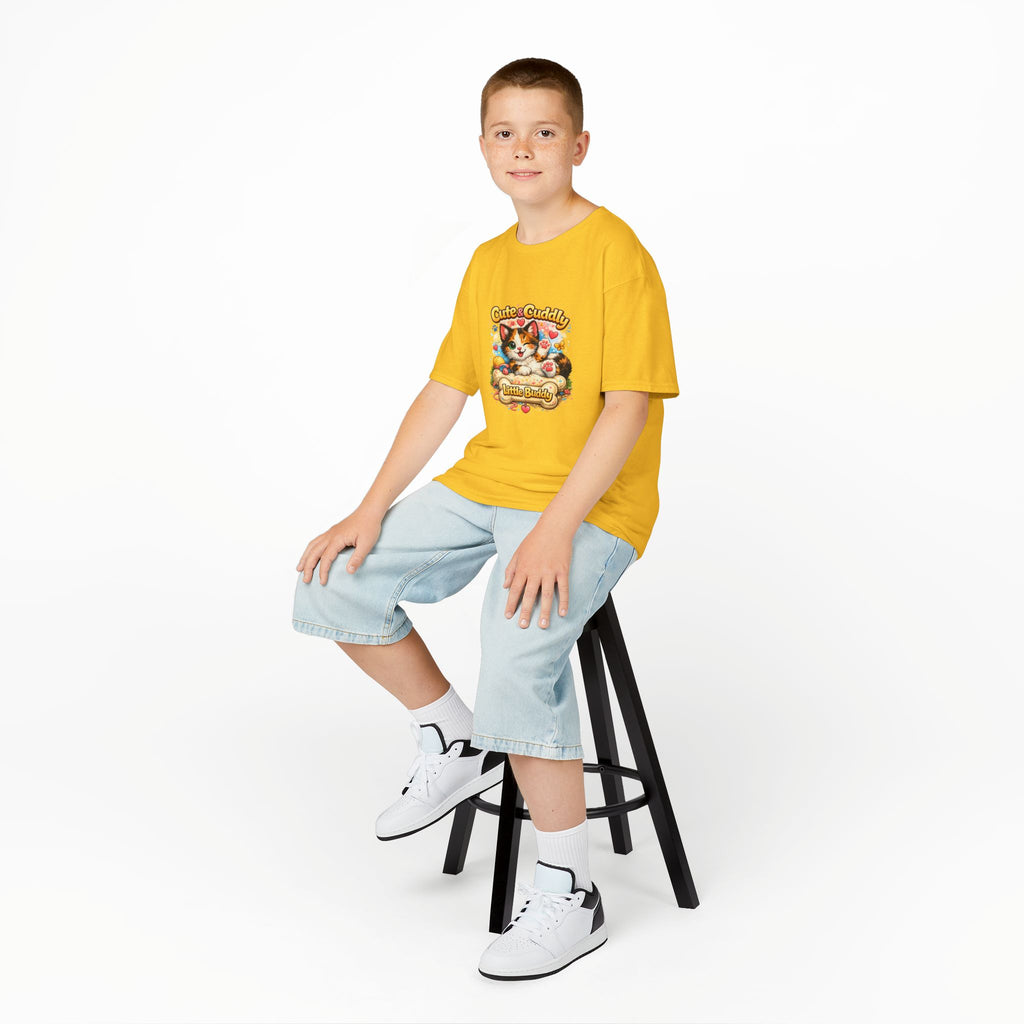Kids T-Shirt — "Cute & Cuddly Little Buddy" Cat Graphic Tee