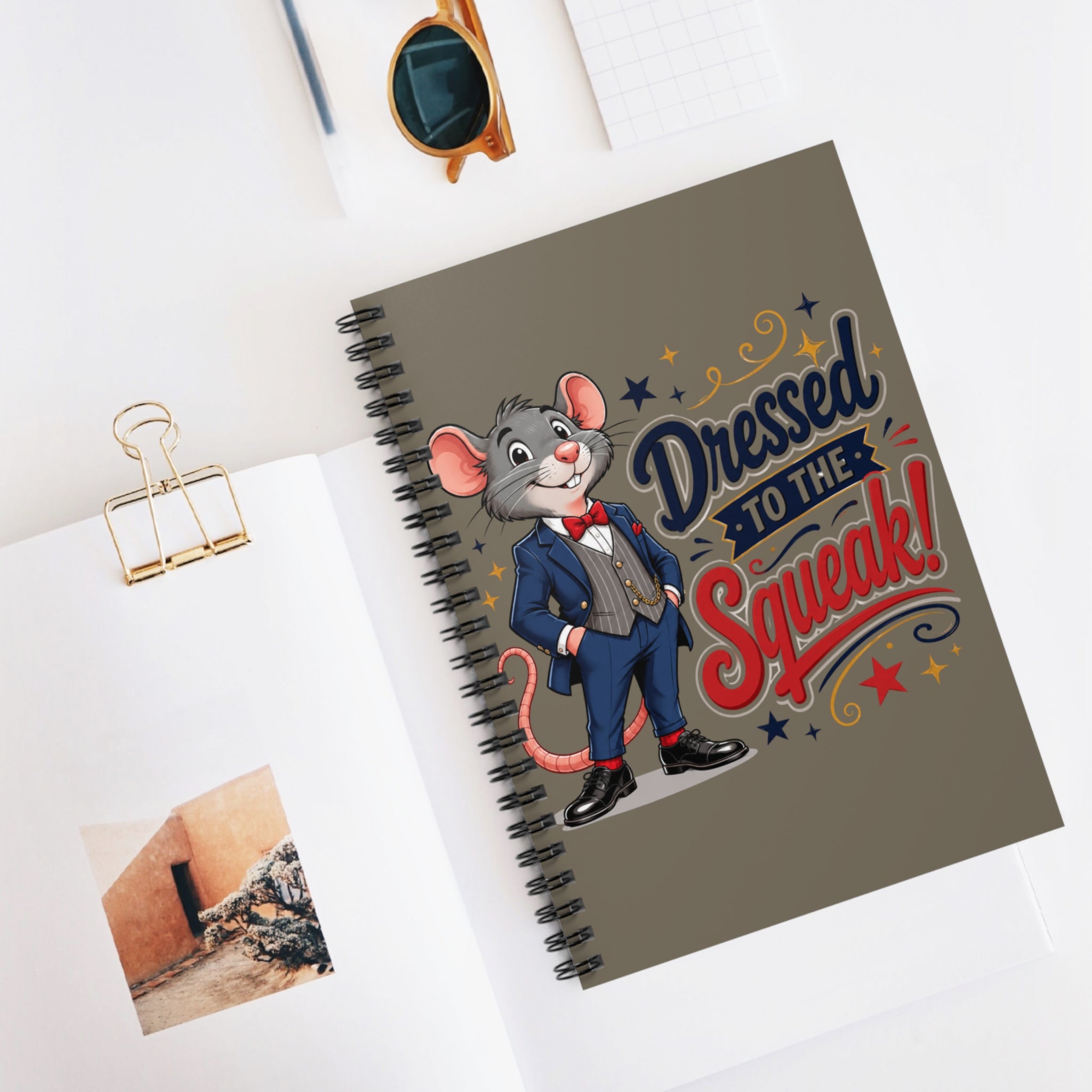 Dressed to the Squeak! Spiral Notebook — Cute Dapper Mouse Journal