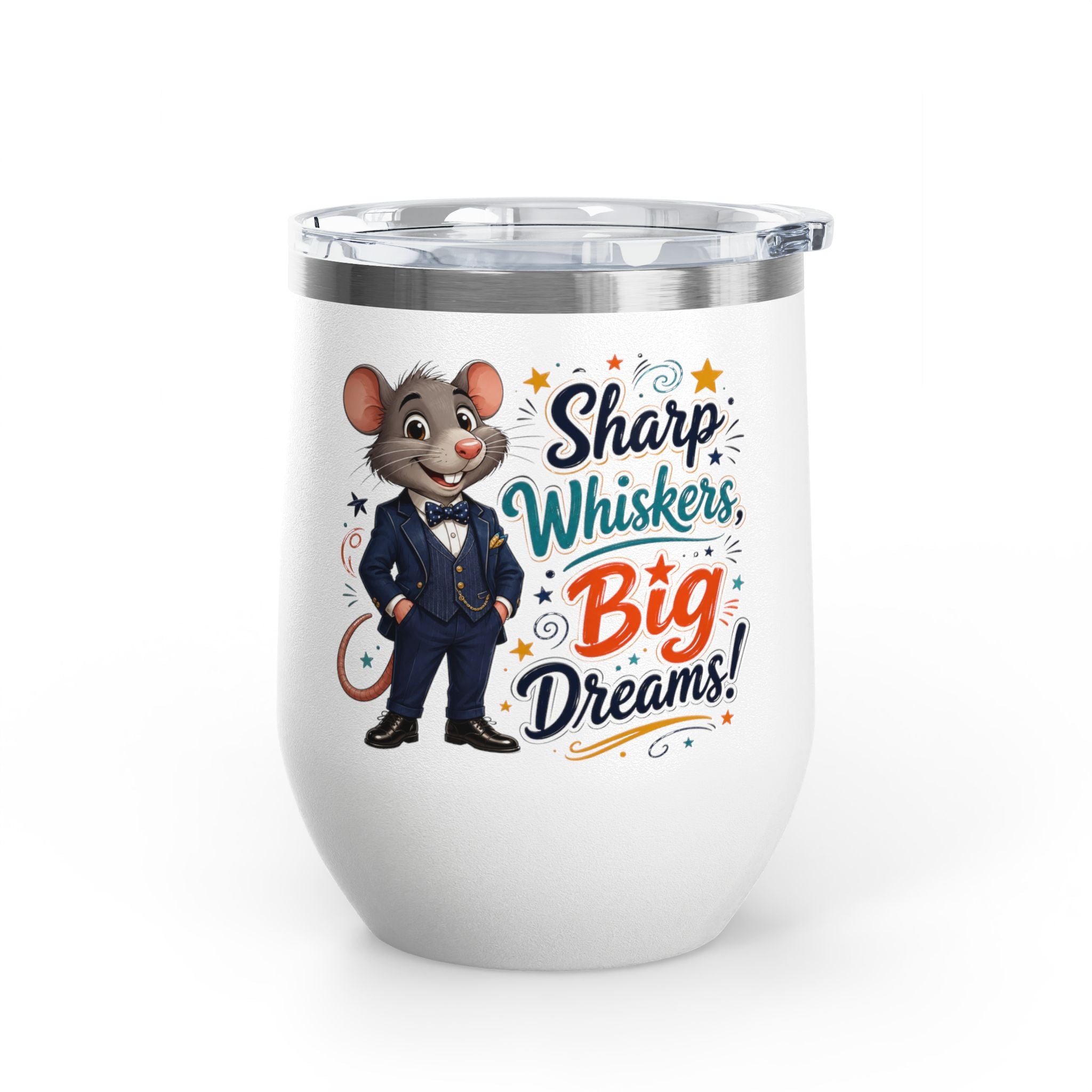 "Sharp Whiskers, Big Dreams" Mouse Design, 12oz Insulated