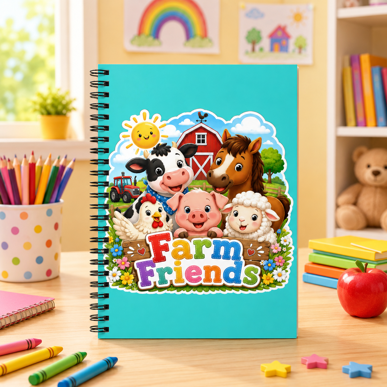 Farm Friends Spiral Notebook — Cute Kids Ruled-Lined Journal