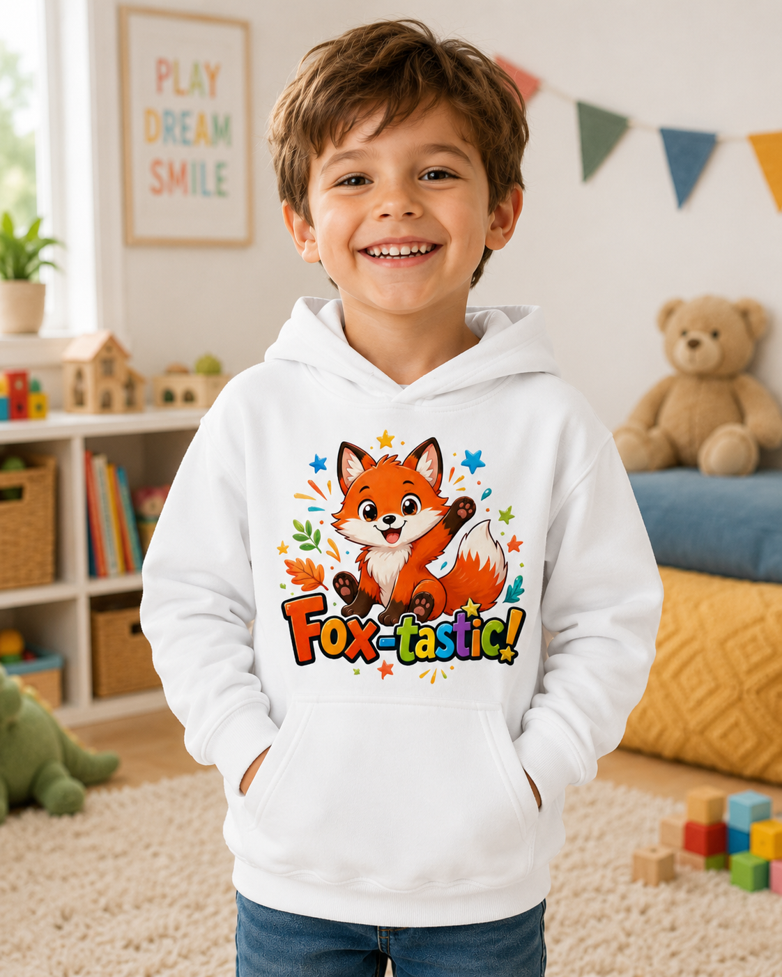 Fox-tastic Kids Hoodie — Cute Cartoon Fox Pullover for Children