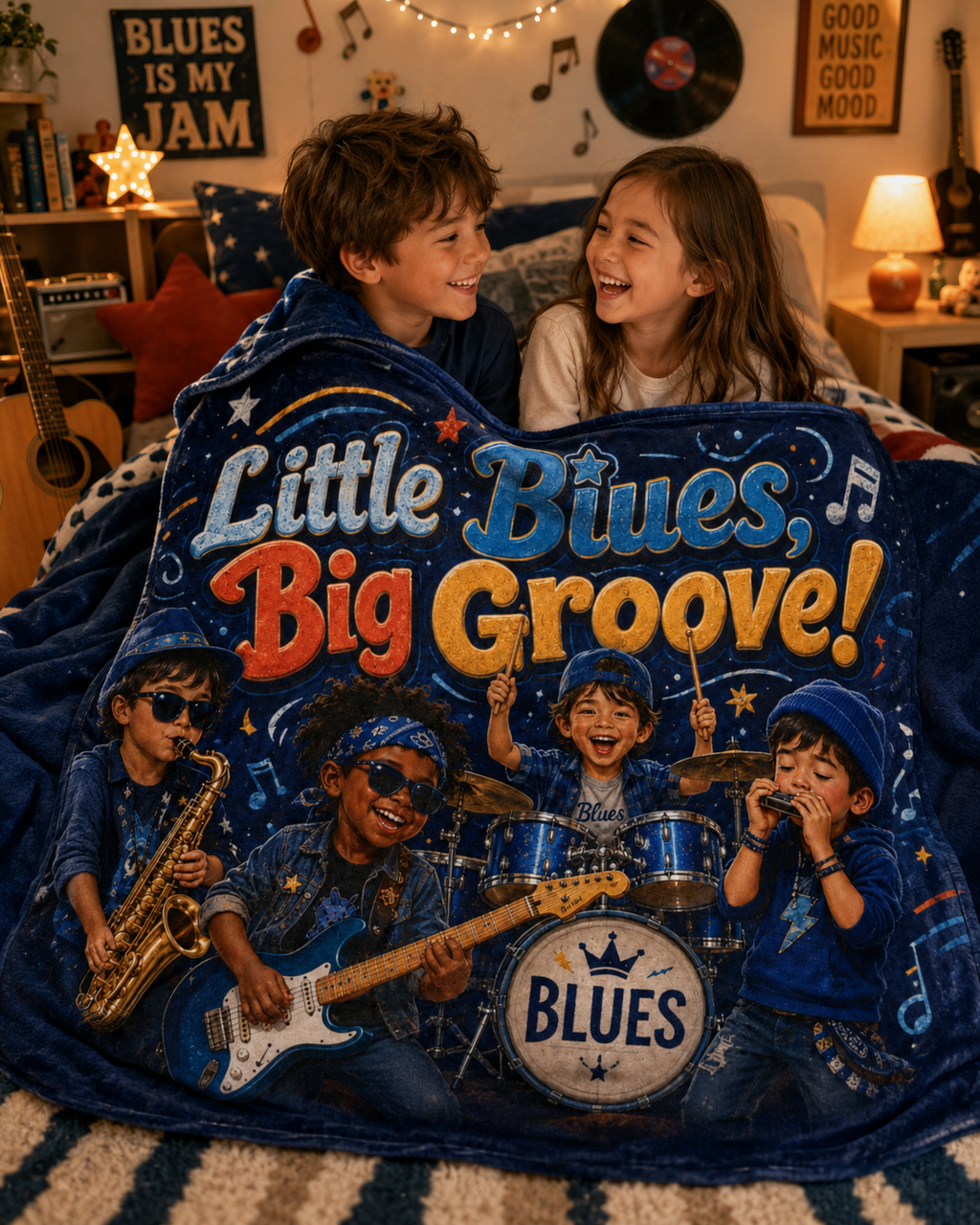 Blanket — "Little Blues, Big Groove!" Kids Blues Band Soft Polyester Blanket