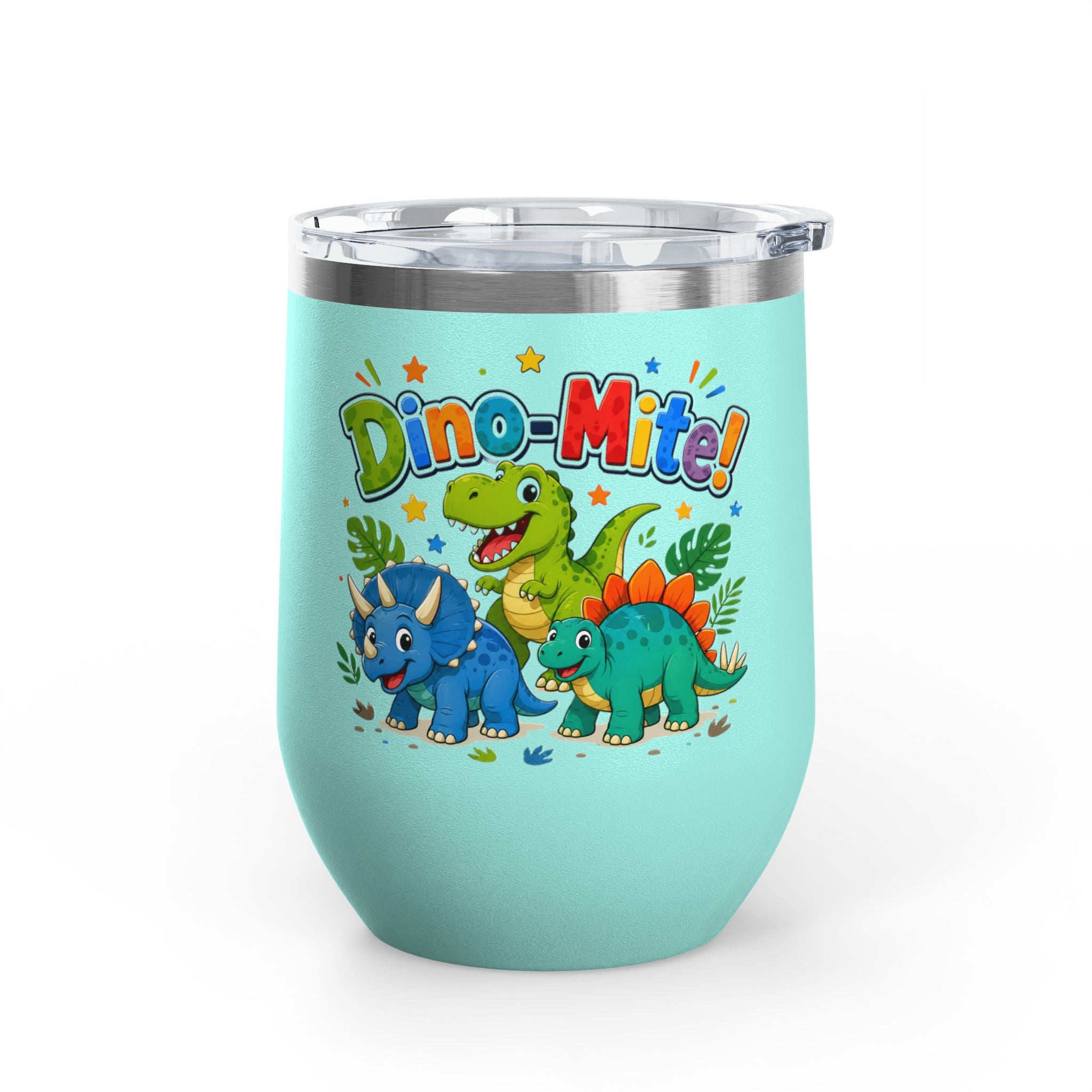 "Dino-Mite!" Cute Kids Dinosaur 12oz Insulated Tumbler