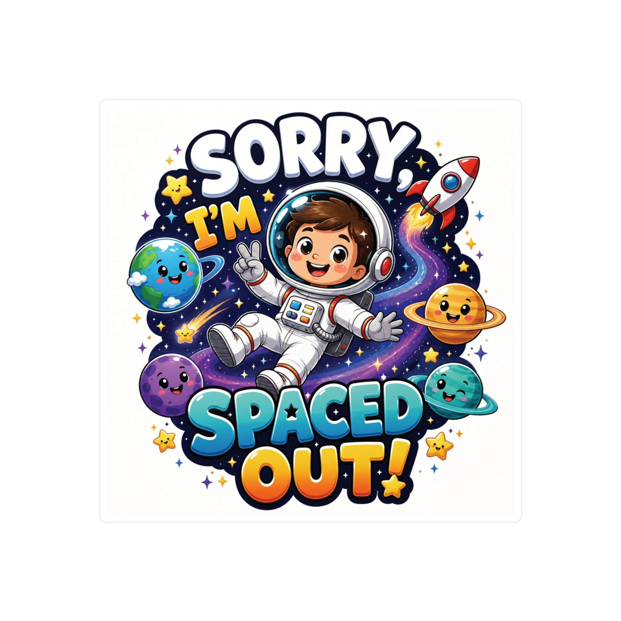 Sorry I’m Spaced Out! Astronaut Kids Vinyl Sticker