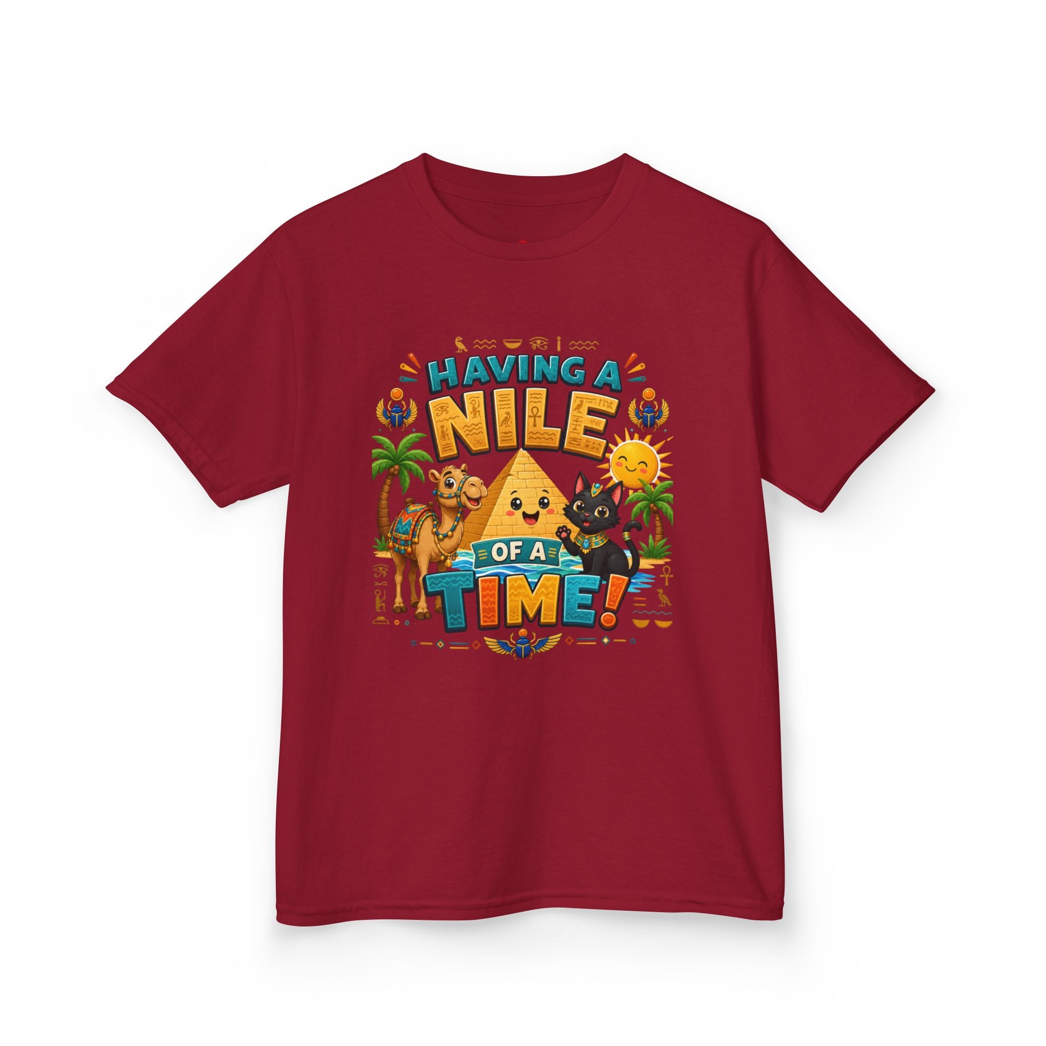 Having a Nile of a Time Kids Tee | Camel Pyramid Desert Cartoon