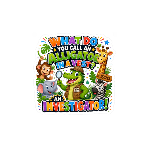 Alligator Investigator Sticker | Kiss-Cut Vinyl Decal, Cute Zoo Animals