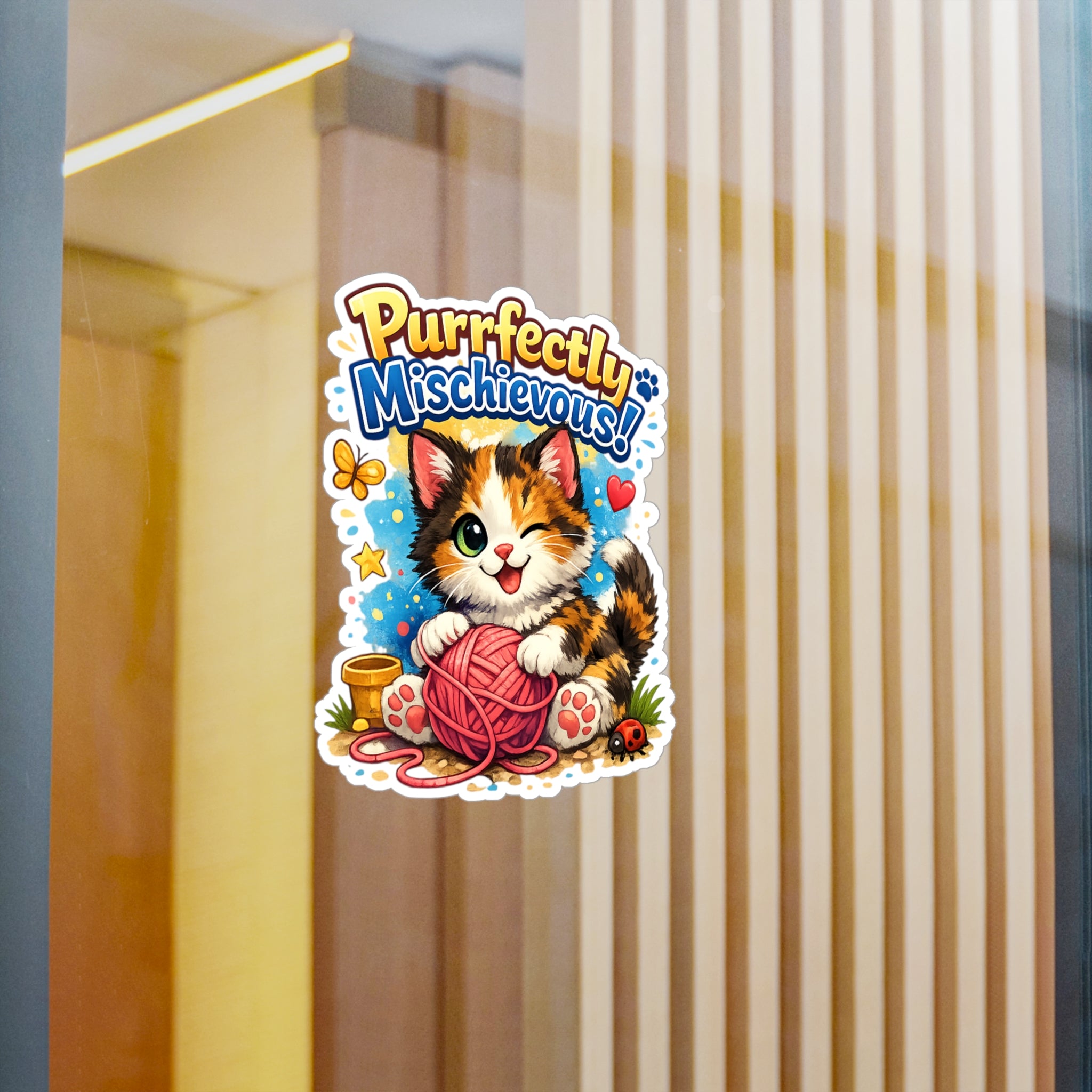 Purrfectly Mischievous! Cute Kitten Kiss-Cut Vinyl Sticker