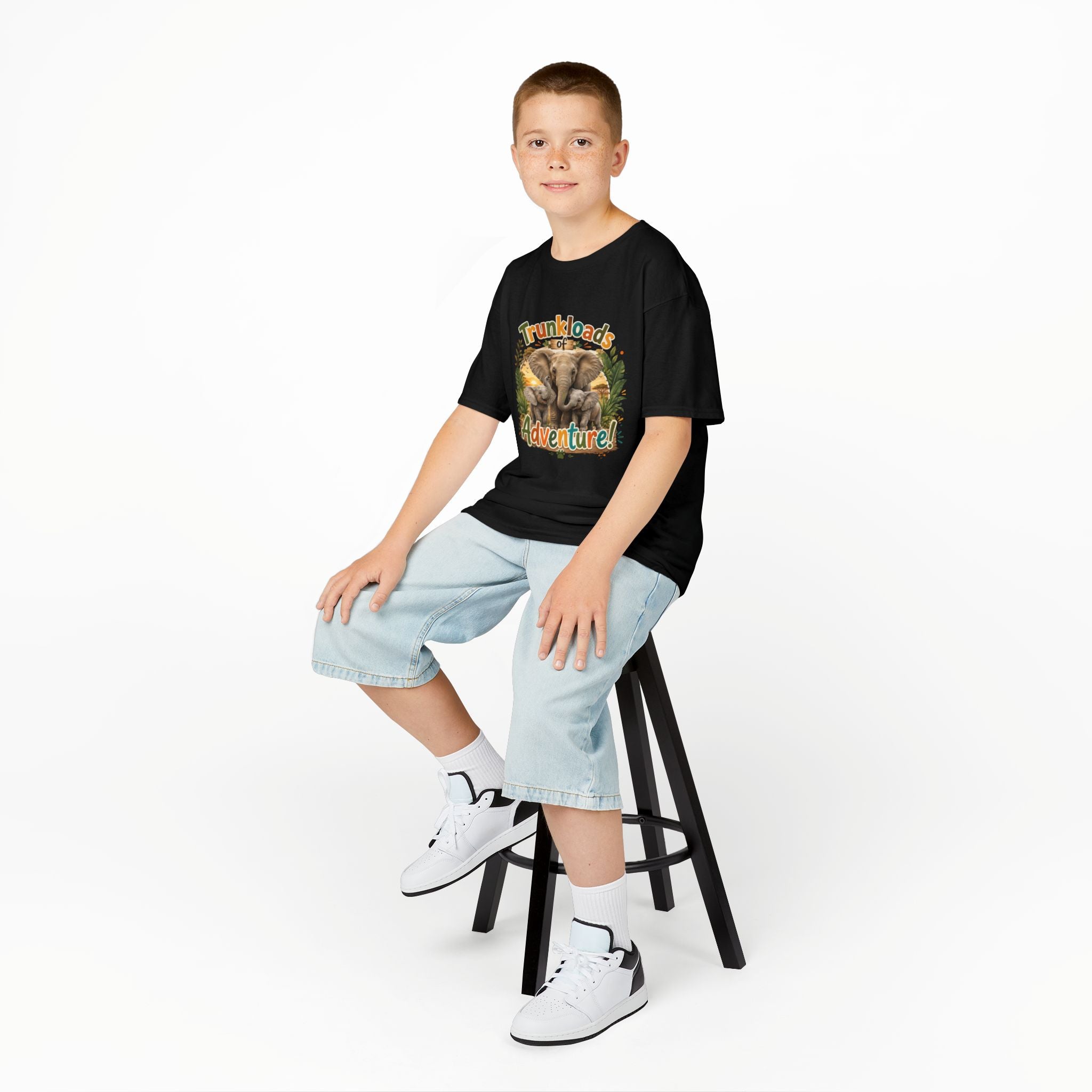 Kids Tee - "Trunkloads of Adventure" Elephant Graphic
