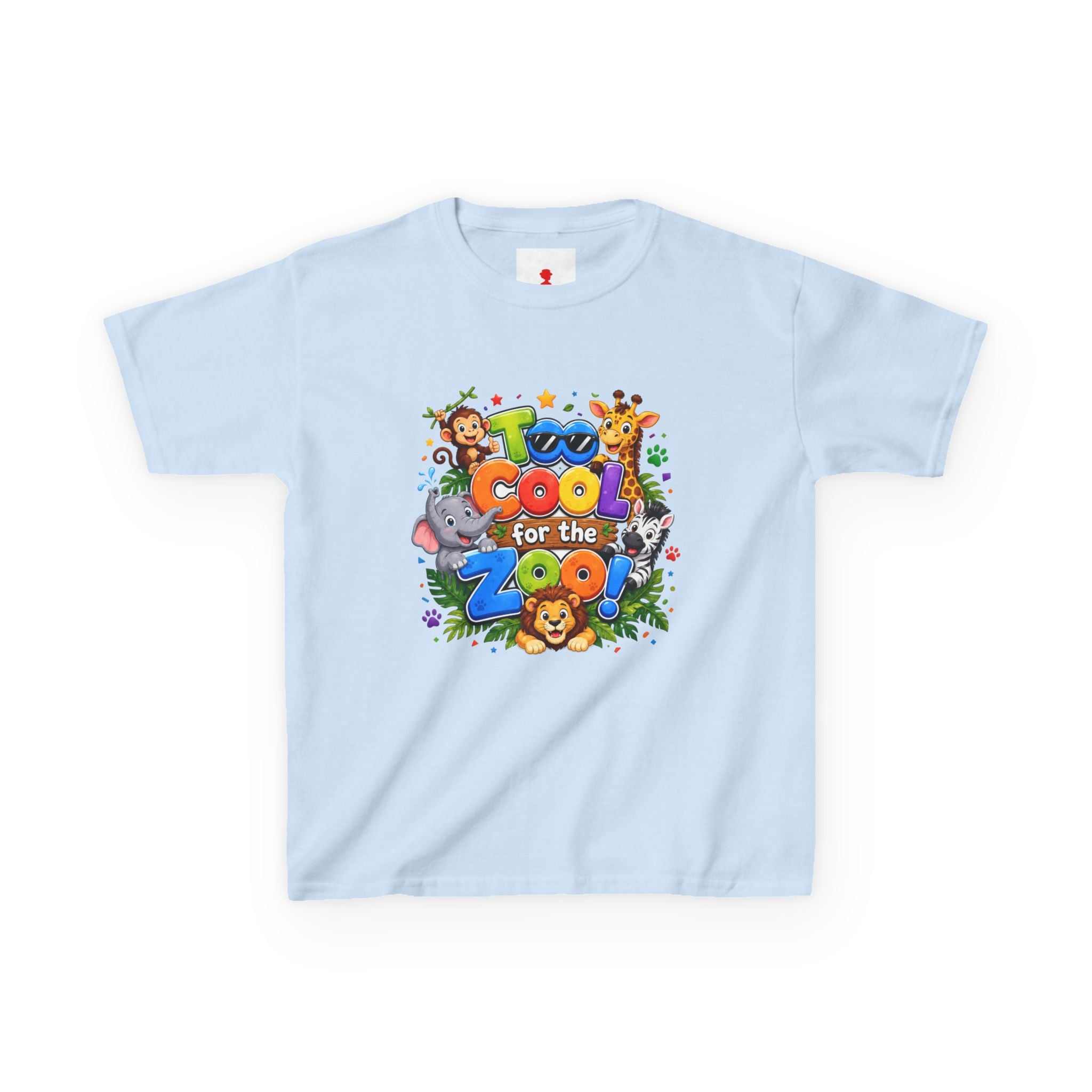 Kids Tee — "Too Cool for the Zoo" Colorful Animal Graphic
