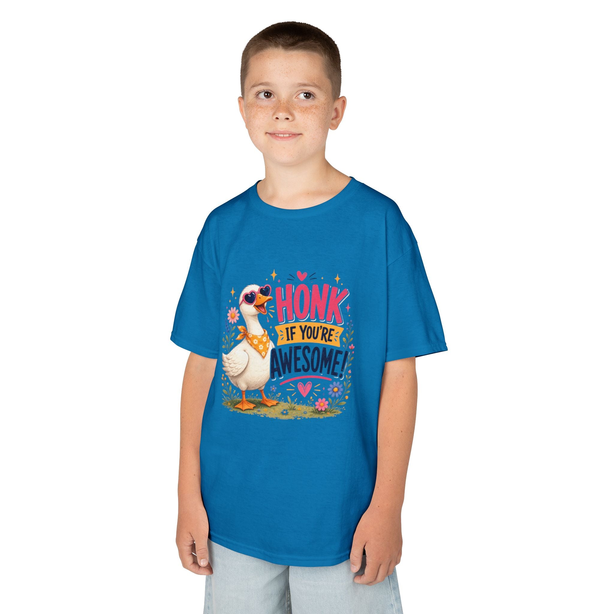 Kids Tee — "Honk If You're Awesome!" Cute Goose Graphic Shirt