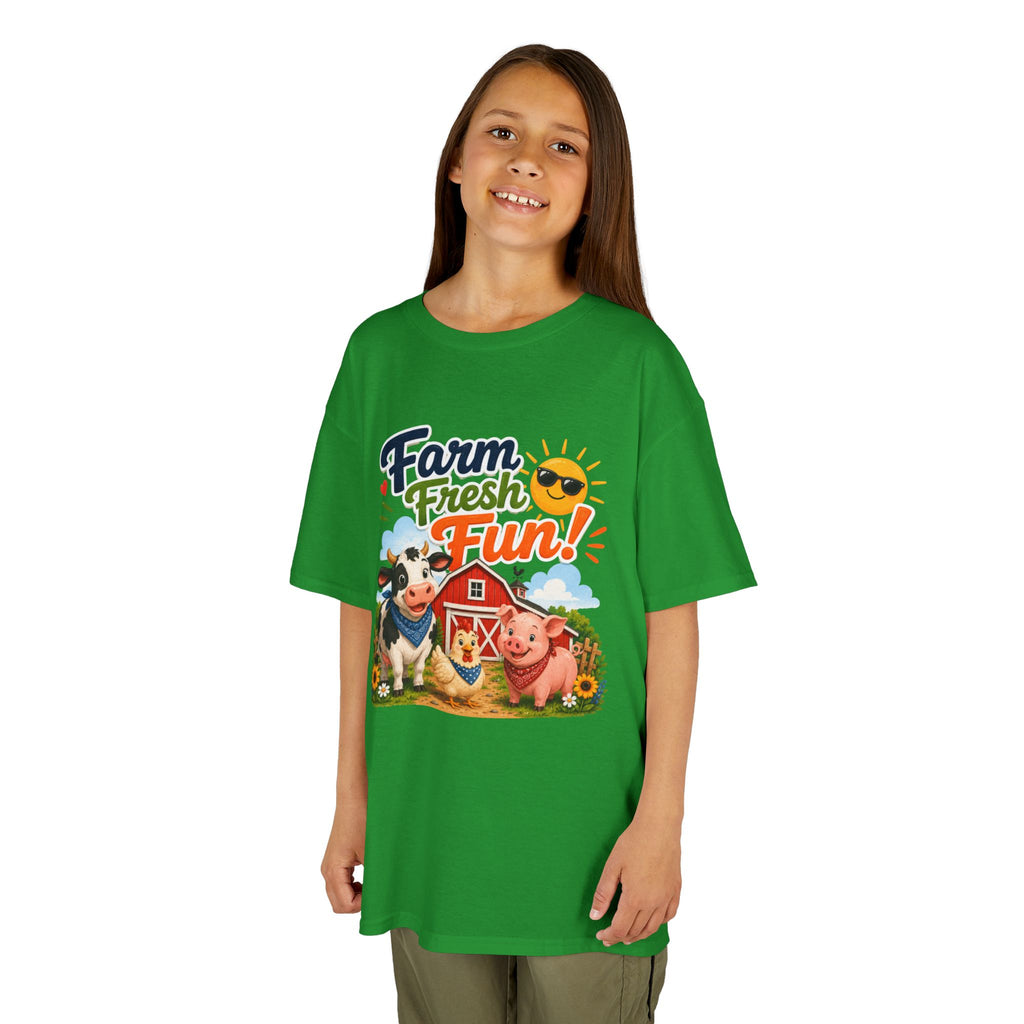 Kids Farm T-Shirt — "Farm Fresh Fun!" Cute Cow & Pig Toddler Tee