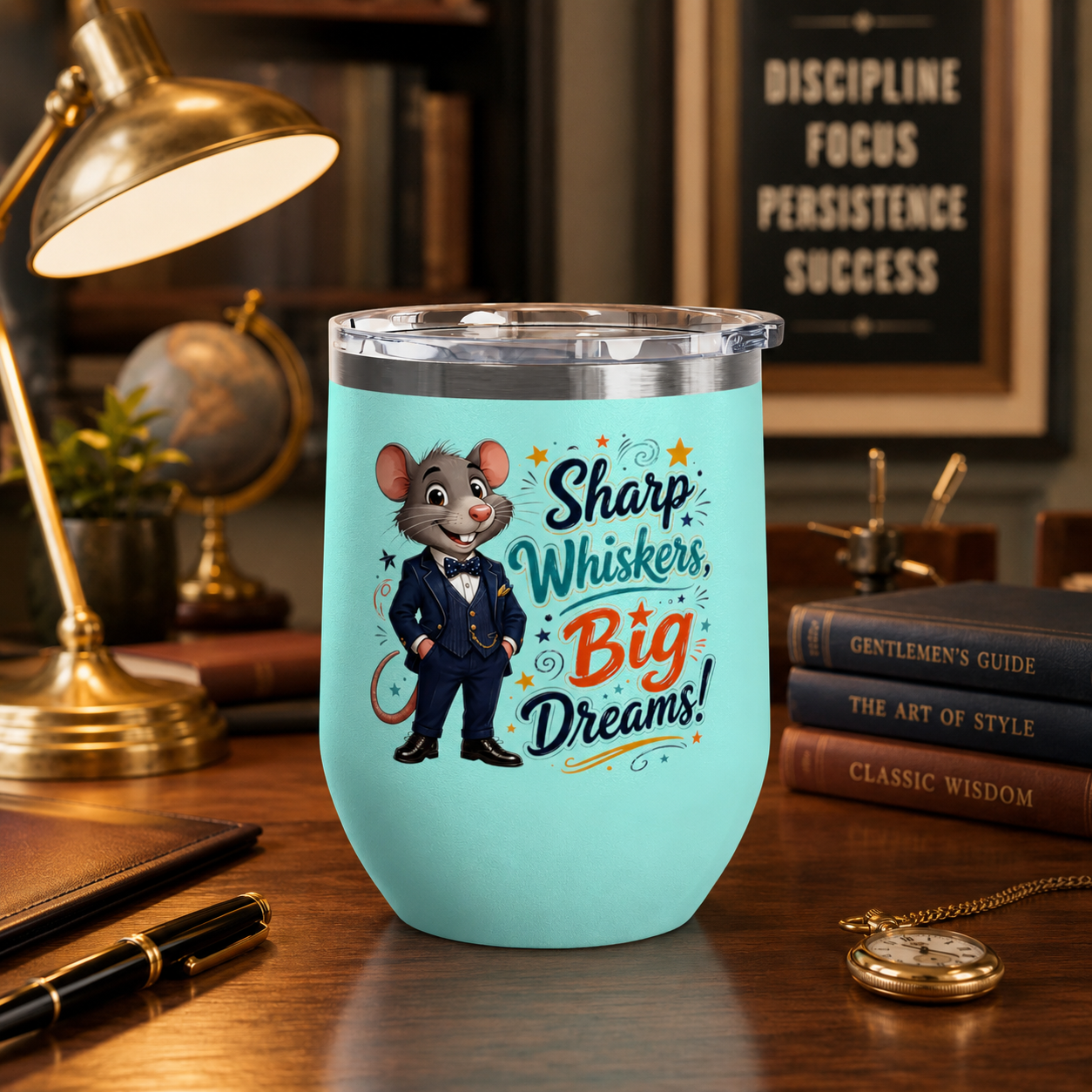"Sharp Whiskers, Big Dreams" Mouse Design, 12oz Insulated