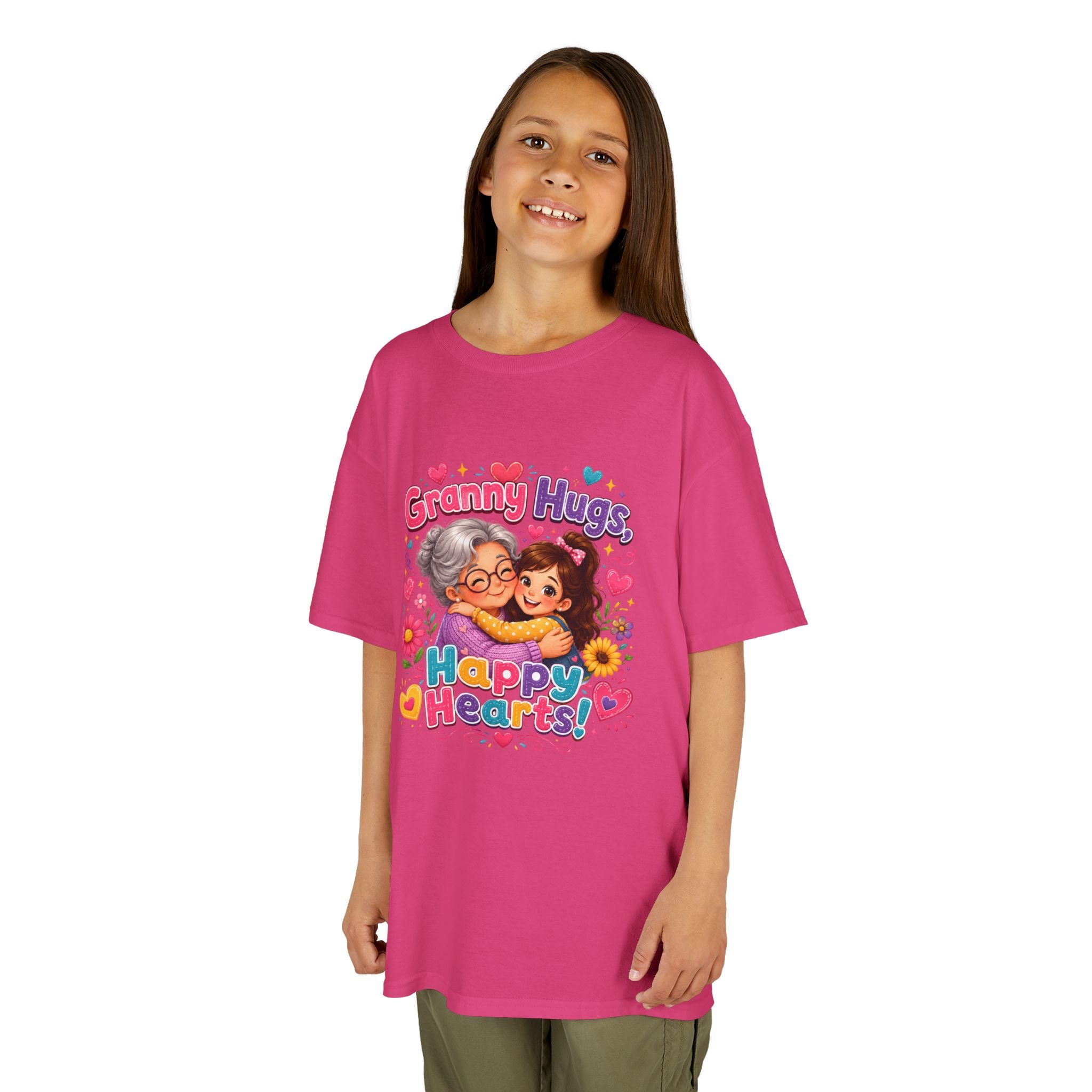 Granny Hugs Happy Hearts Tee | Grandma Grandchild Cute Illustration
