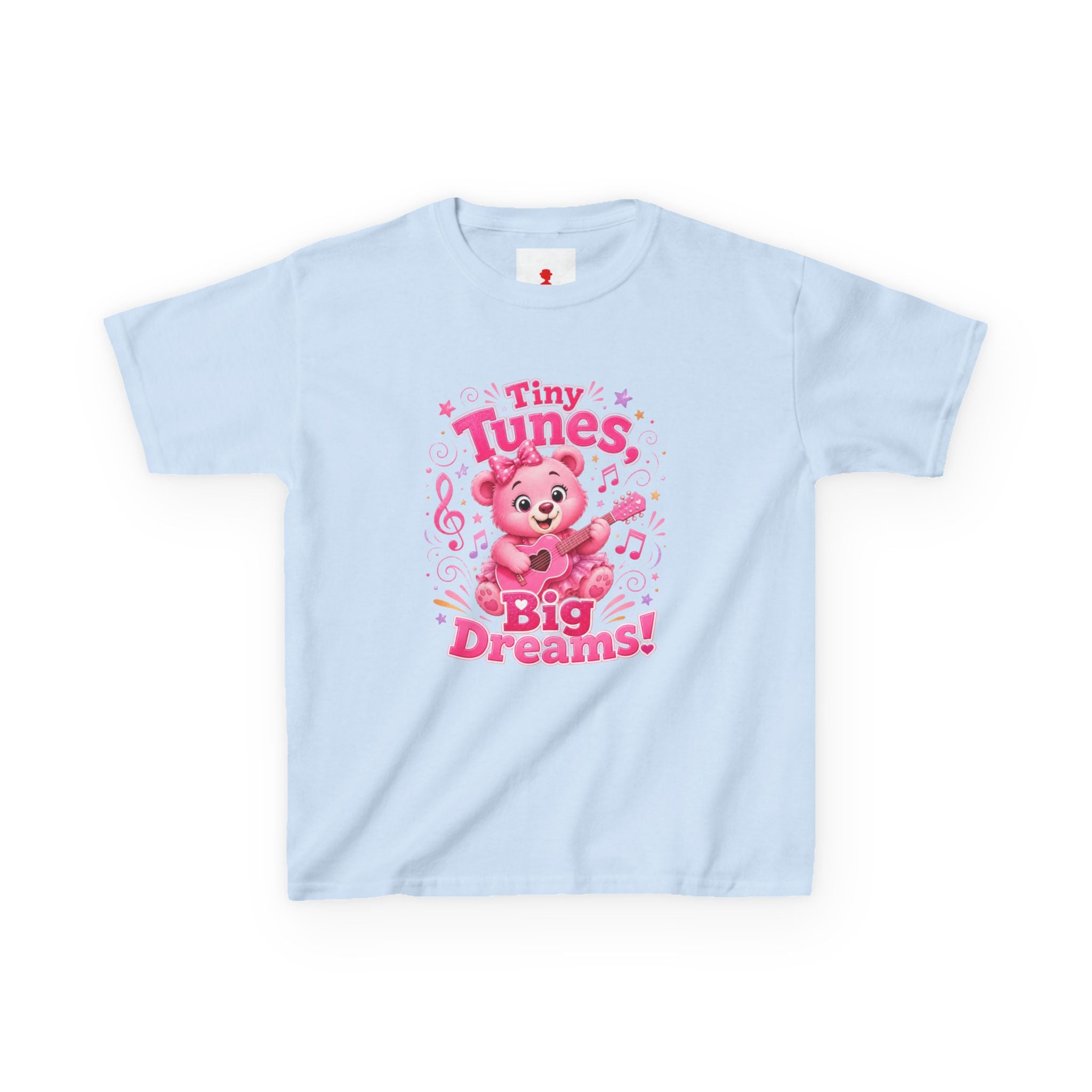 Kids T-Shirt — "Tiny Tunes, Big Dreams" Cute Pink Bear Music Tee