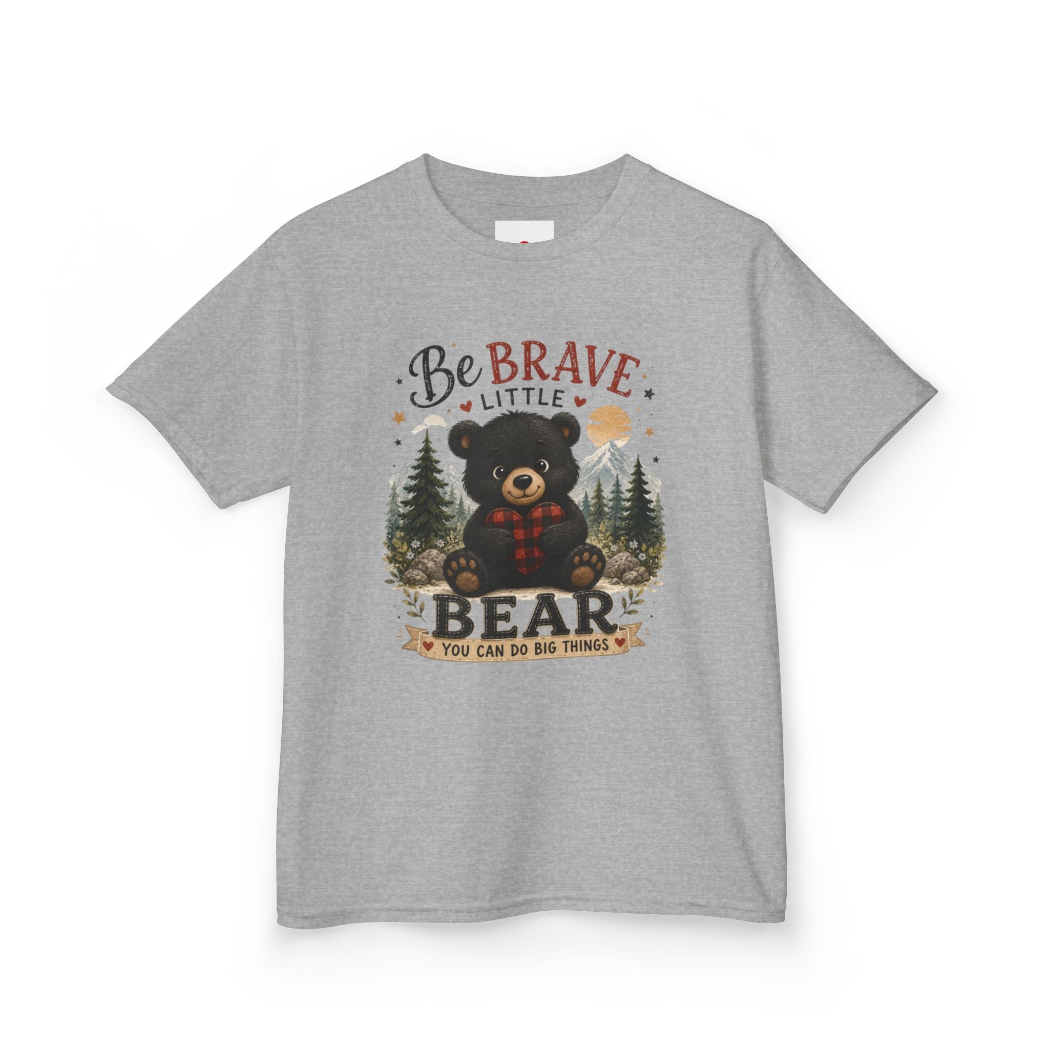 Kids T‑Shirt — "Be Brave Little Bear" Cute Woodland Bear Tee for Children, Inspirational Adventure Gift